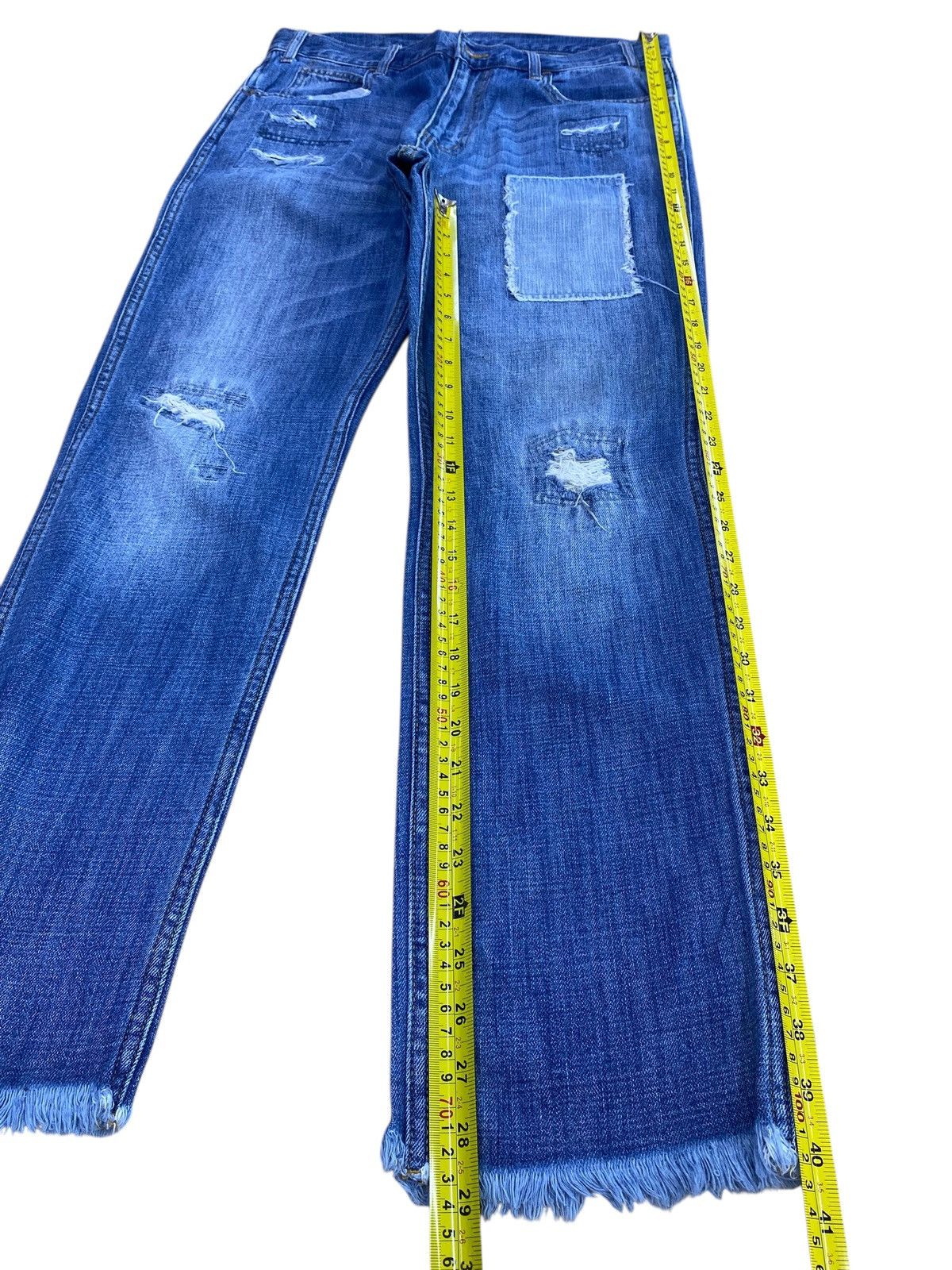 URBAN RESEARCH DOORS Urban Research Brand Ripped Patchwork Style Hairy Leg Jeans Size US 32 / EU 48 - 7 Thumbnail