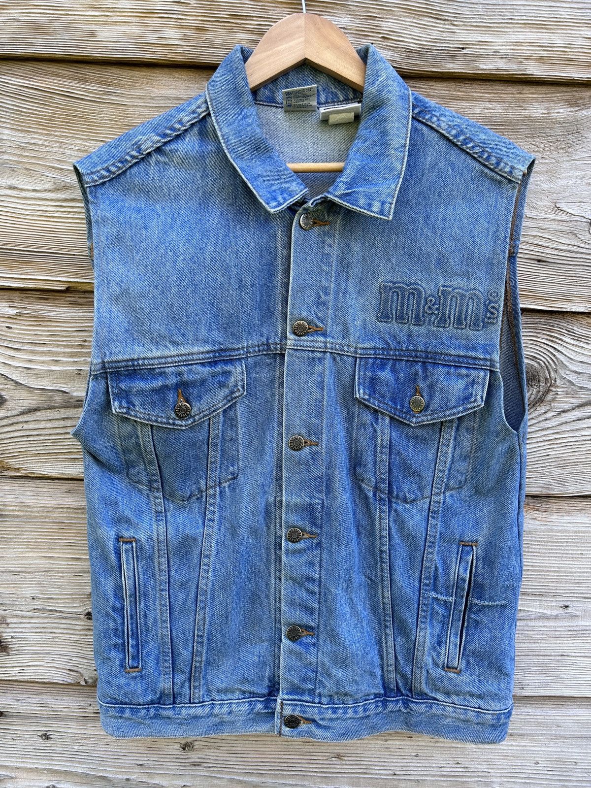 Vintage 90s Vintage Planet Mars M&M’s Embossed Denim Vest Size US L / EU 52-54 / 3 - 4 Thumbnail