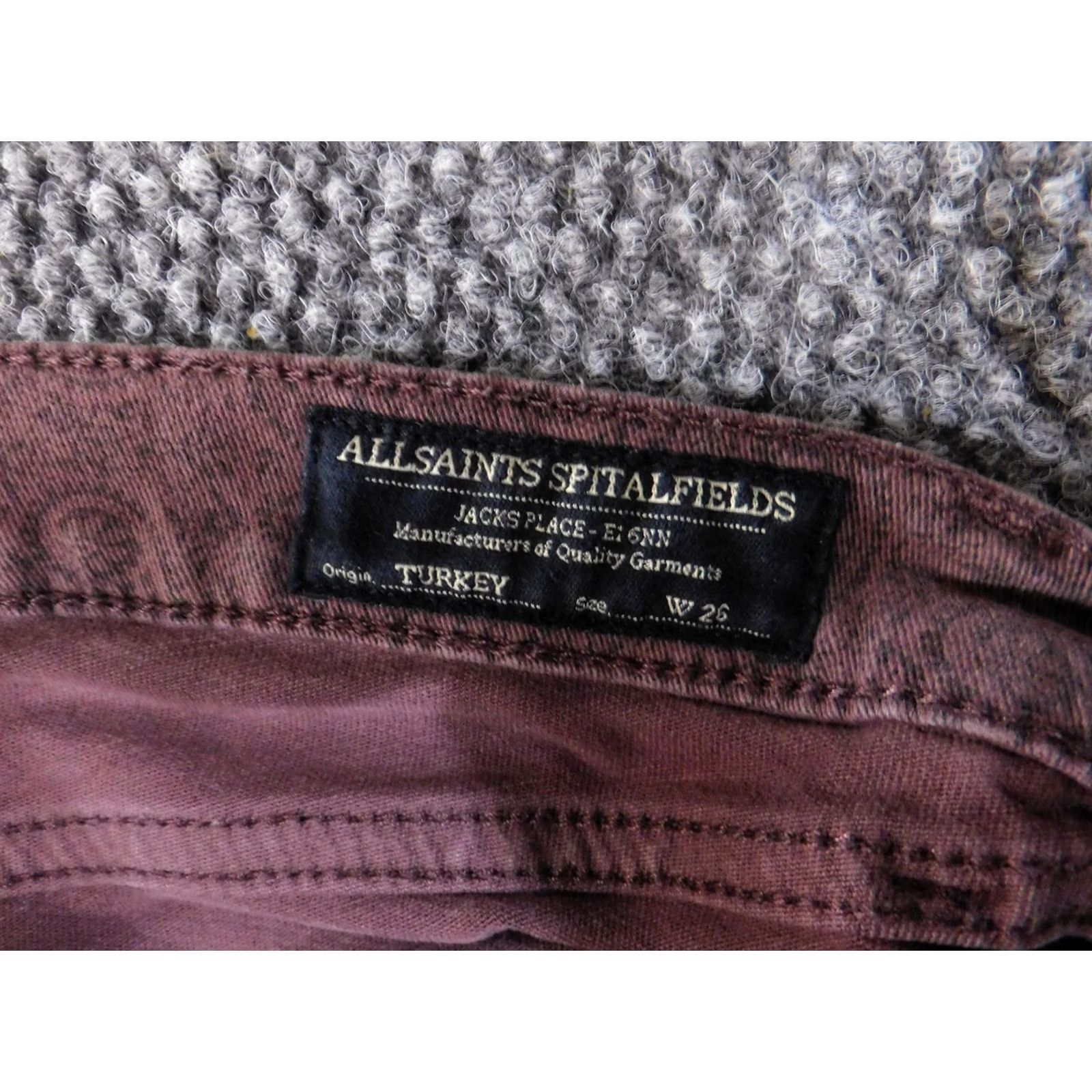 Allsaints AllSaints Pants Womens 26 Paisley Corduroy Skinny Zip Turkey Brown Size 26" / US 2 / IT 38 - 7 Thumbnail