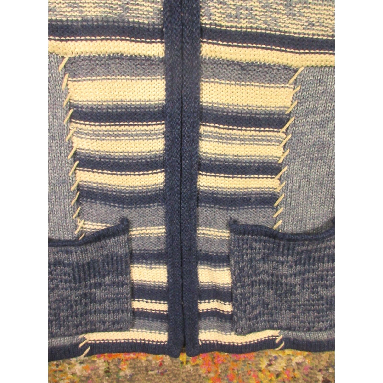 Vintage VINTAGE Carole Little Wool Sweater Women M Blue Full Zip Collared Pockets Aztec Western Size M / US 6-8 / IT 42-44 - 5 Thumbnail