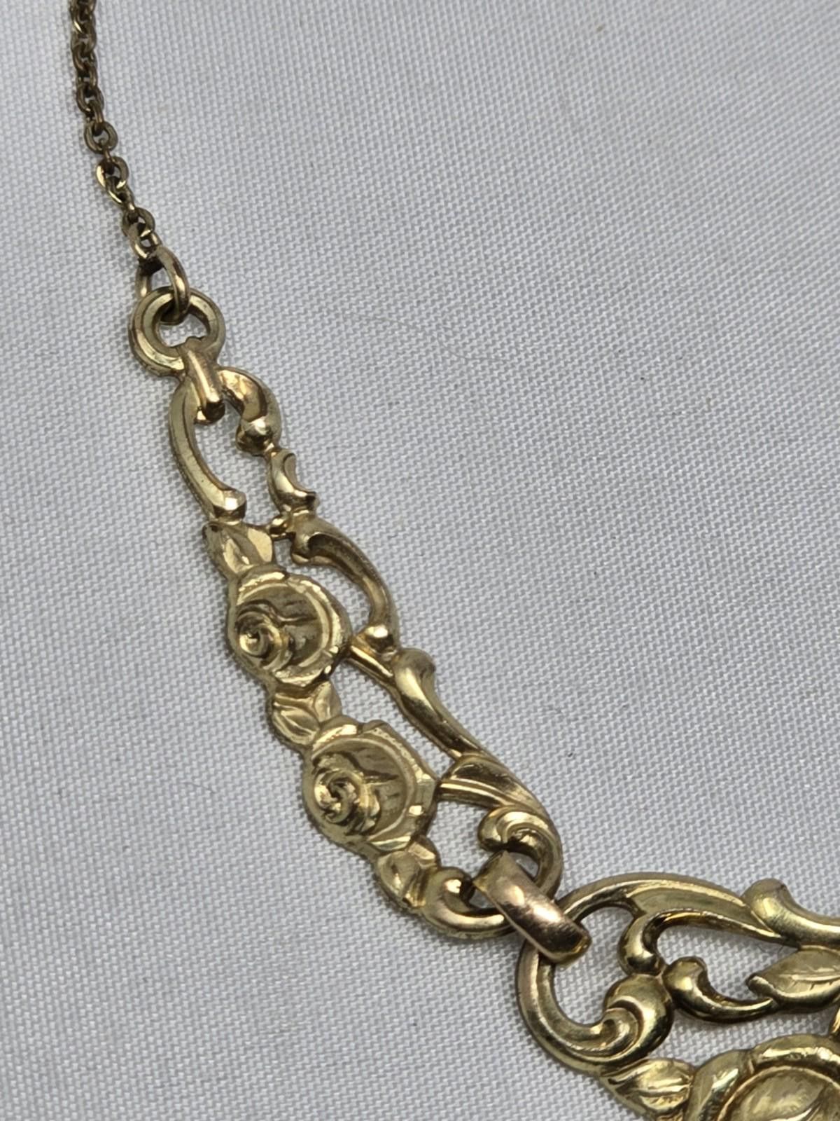 Other Antique Oresto Gold-Plated Necklace – Rose & Leaf Motif Size ONE SIZE - 8 Thumbnail