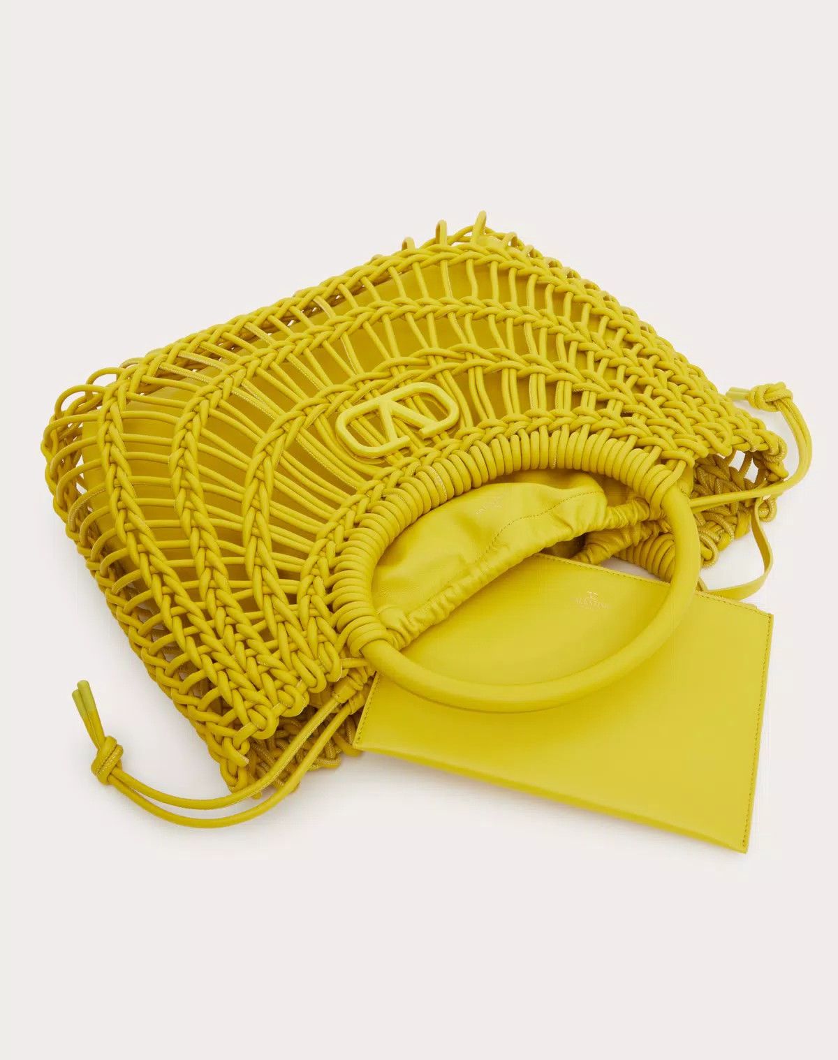 Valentino oc11z0725 Size:OS/Allknots Woven Leather Shopper in Yellow Size ONE SIZE - 5 Thumbnail