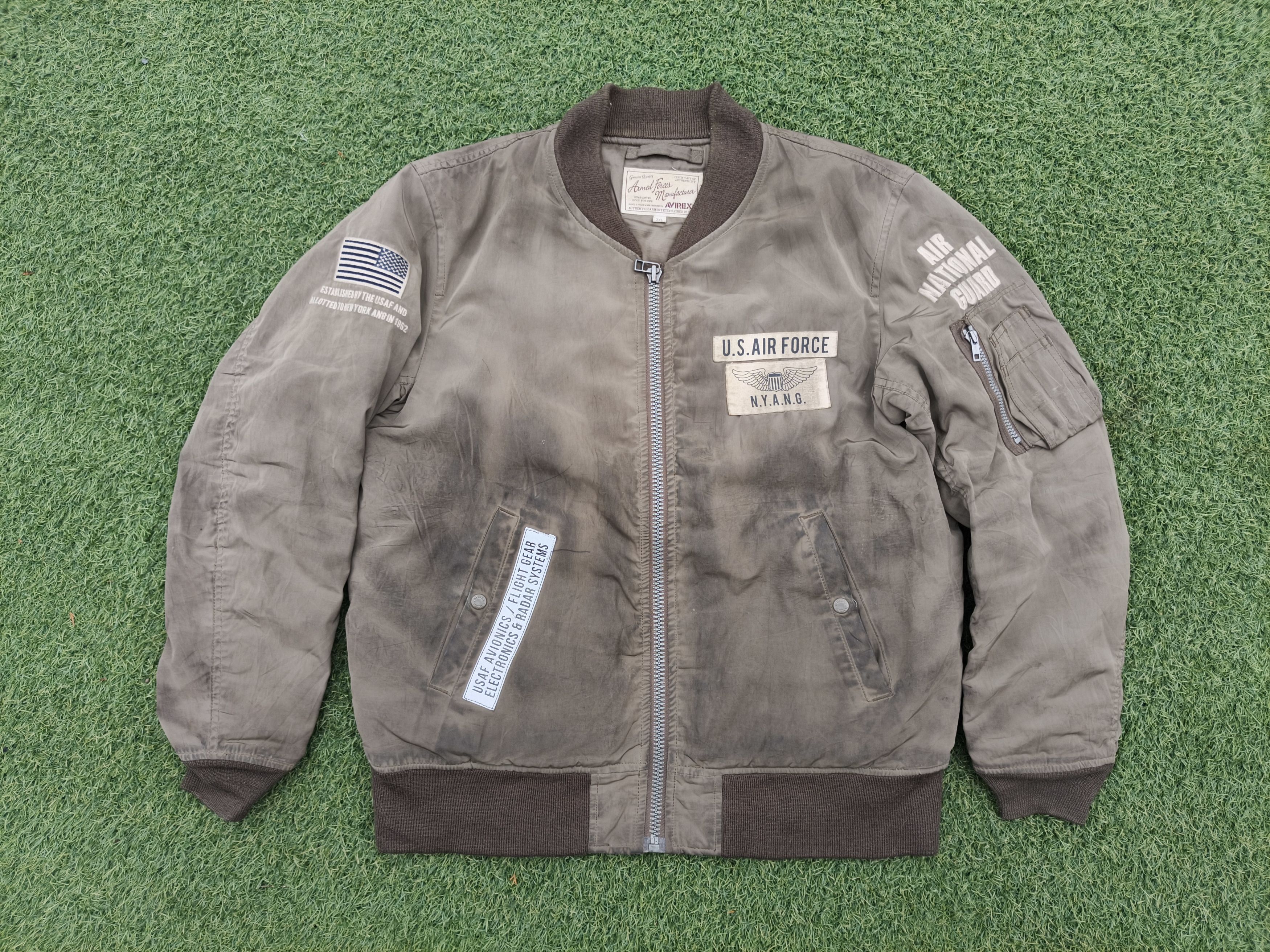Avirex Avirex NYANG US Air Force Distressed Bomber Jacket Size US XXL / EU 58 / 5 - 1 Thumbnail