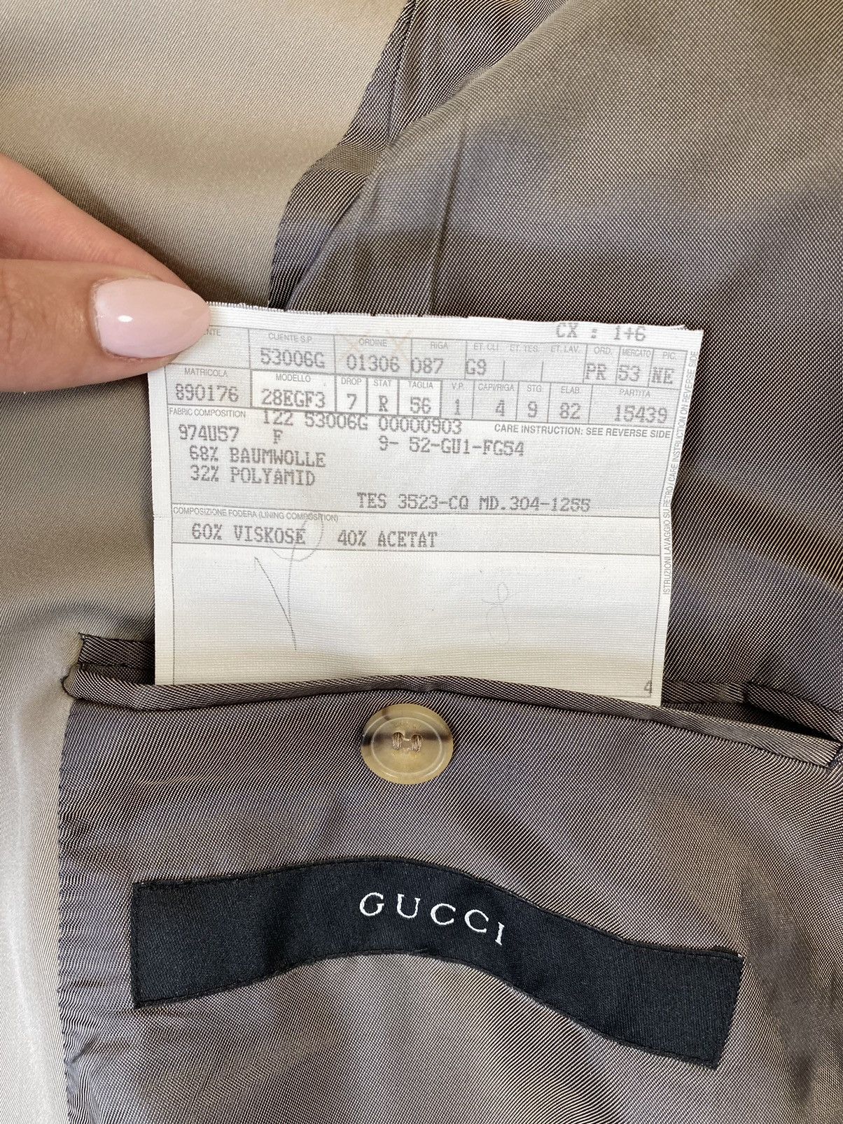 Gucci Gucci Beige Cotton Blend Blazer Jacket, Size:56 Size 54R - 10 Thumbnail