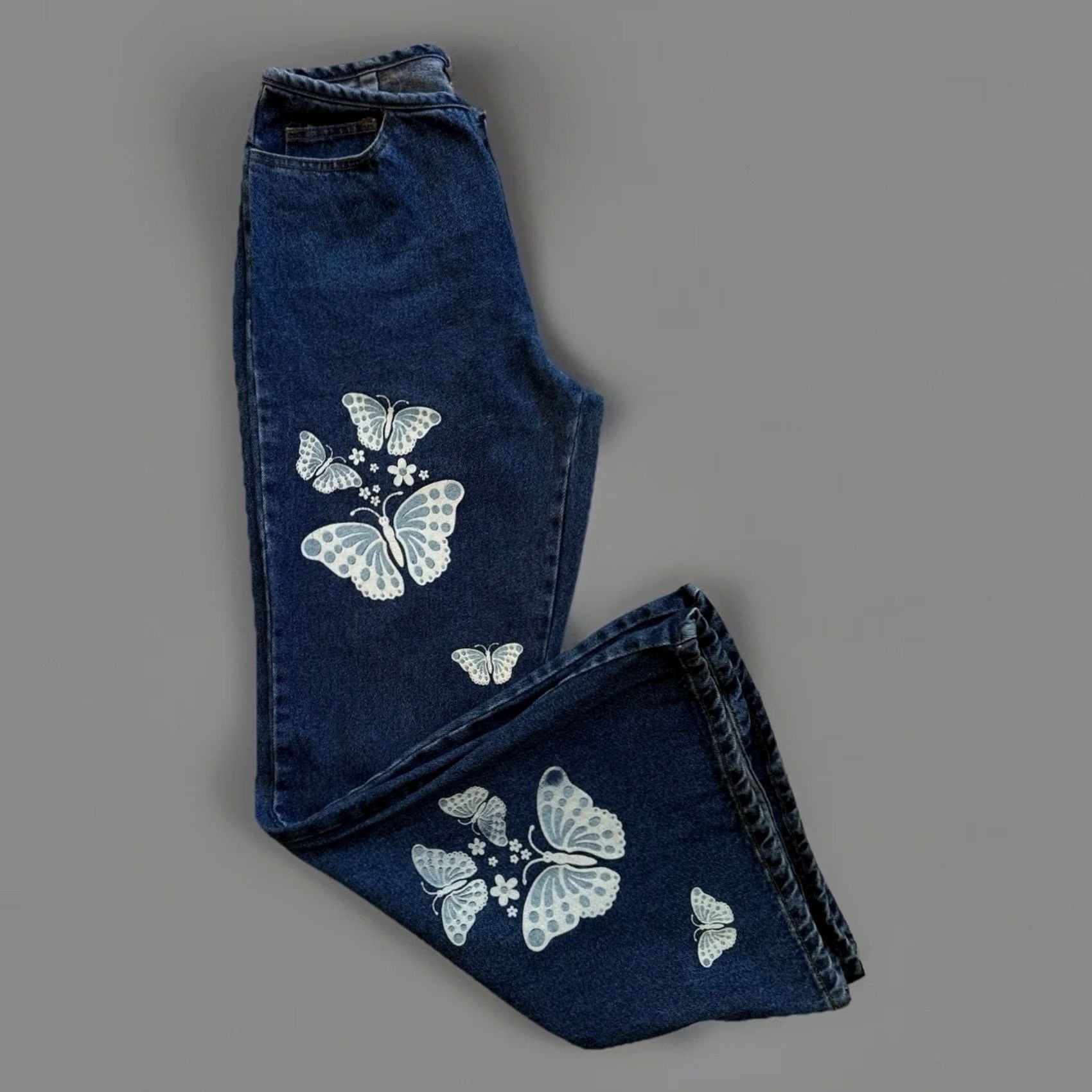 Vintage VINTAGE Joy Flare Jeans 27 Blue Y2K Bell Bottoms Made in USA Butterfly Art Boho Jeans 5-Pocket Womens Medium Blue Size 27" / US 4 / IT 40 - 2 Thumbnail