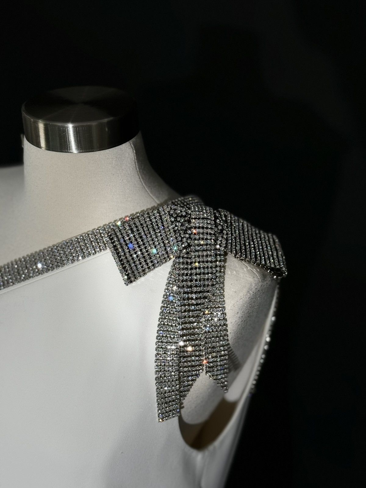 Other US 4&8 ELIE SAAB White Diamante Embellished Crepe Mini Dress Size M / US 6-8 / IT 42-44 - 6 Thumbnail