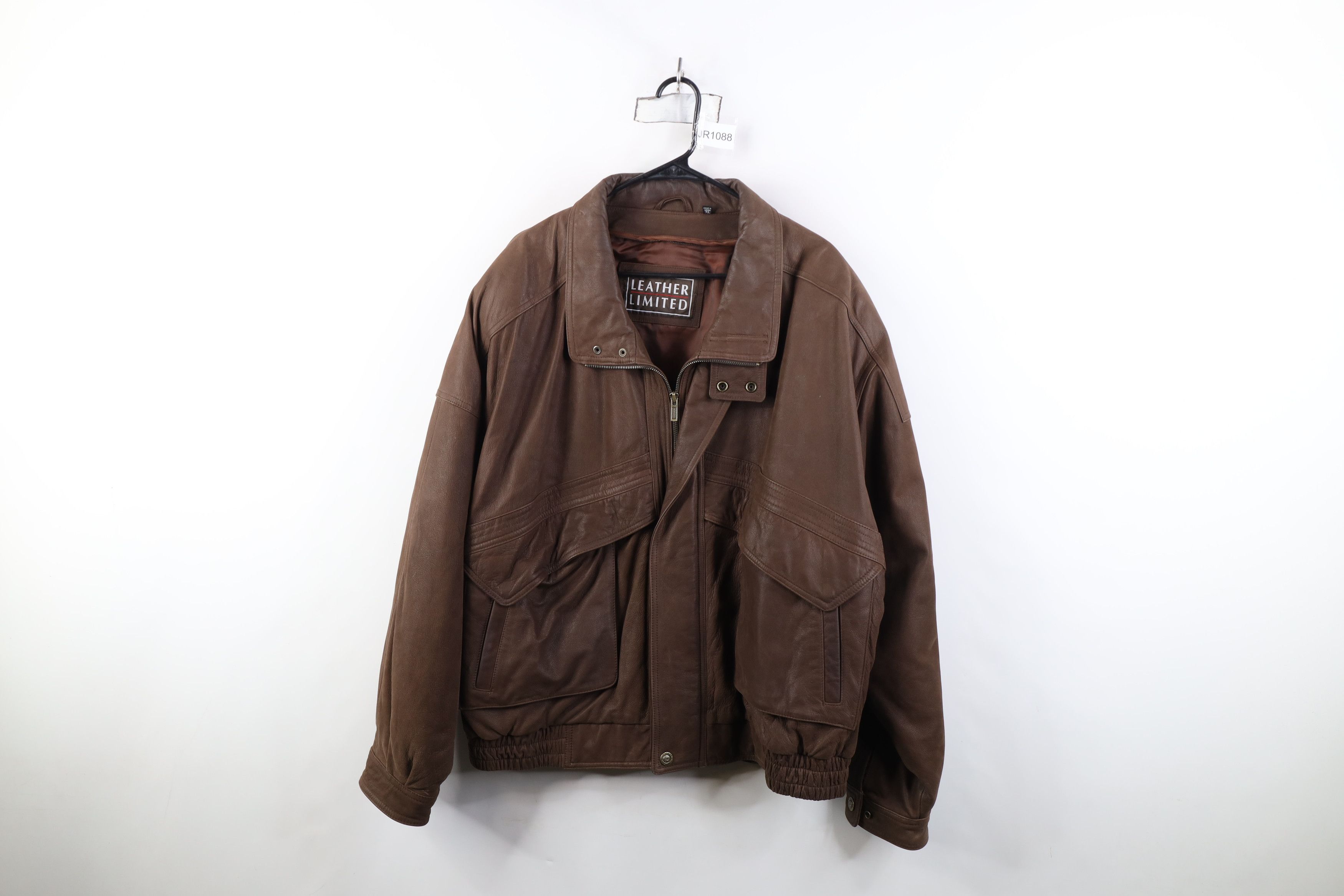 Vintage Vintage 90s Streetwear Heavy Leather Bomber Jacket Brown Size US XL / EU 56 / 4 - 1 Thumbnail