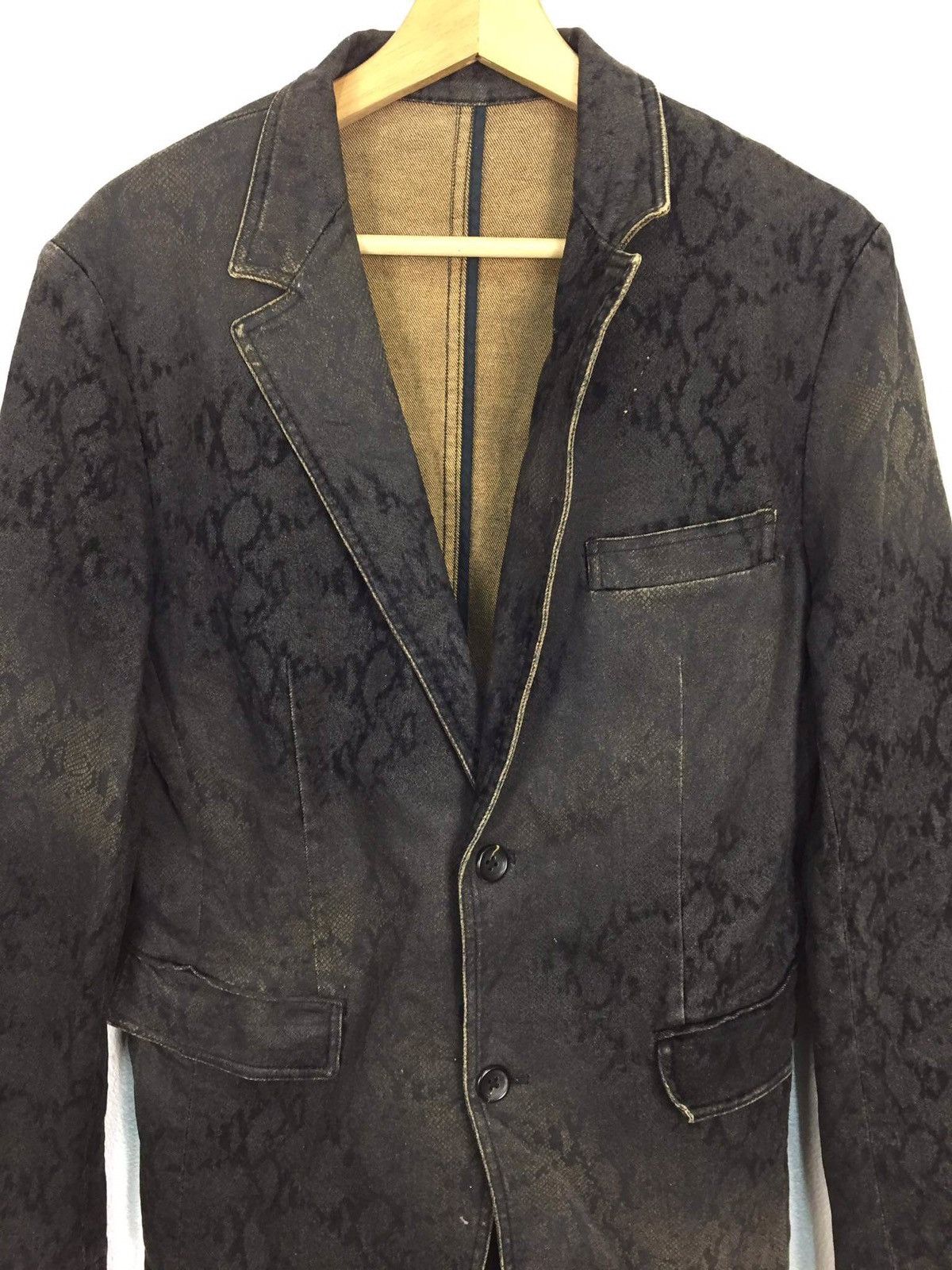 5351 POUR LES HOMMES Vintage 5351 Pourles Hommes Snake Skin Denim Jacket Size US S / EU 44-46 / 1 - 5 Thumbnail