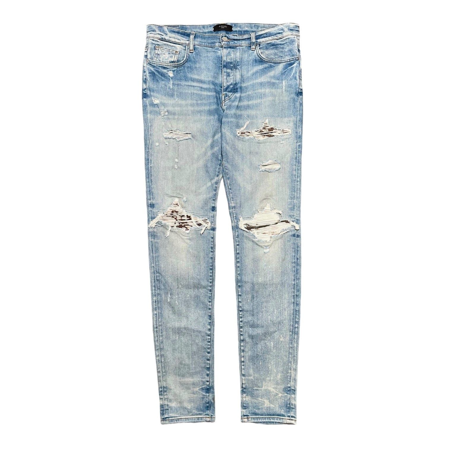 image of Amiri Mx1 Marble Patch Jeans Clay Indigo, Men's (Size 36)