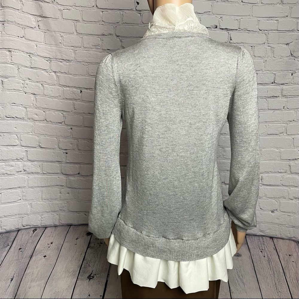 Other Plastic Island Rayon Wool Grey Cardigan With Lace Detail Si Size M / US 6-8 / IT 42-44 - 4 Thumbnail