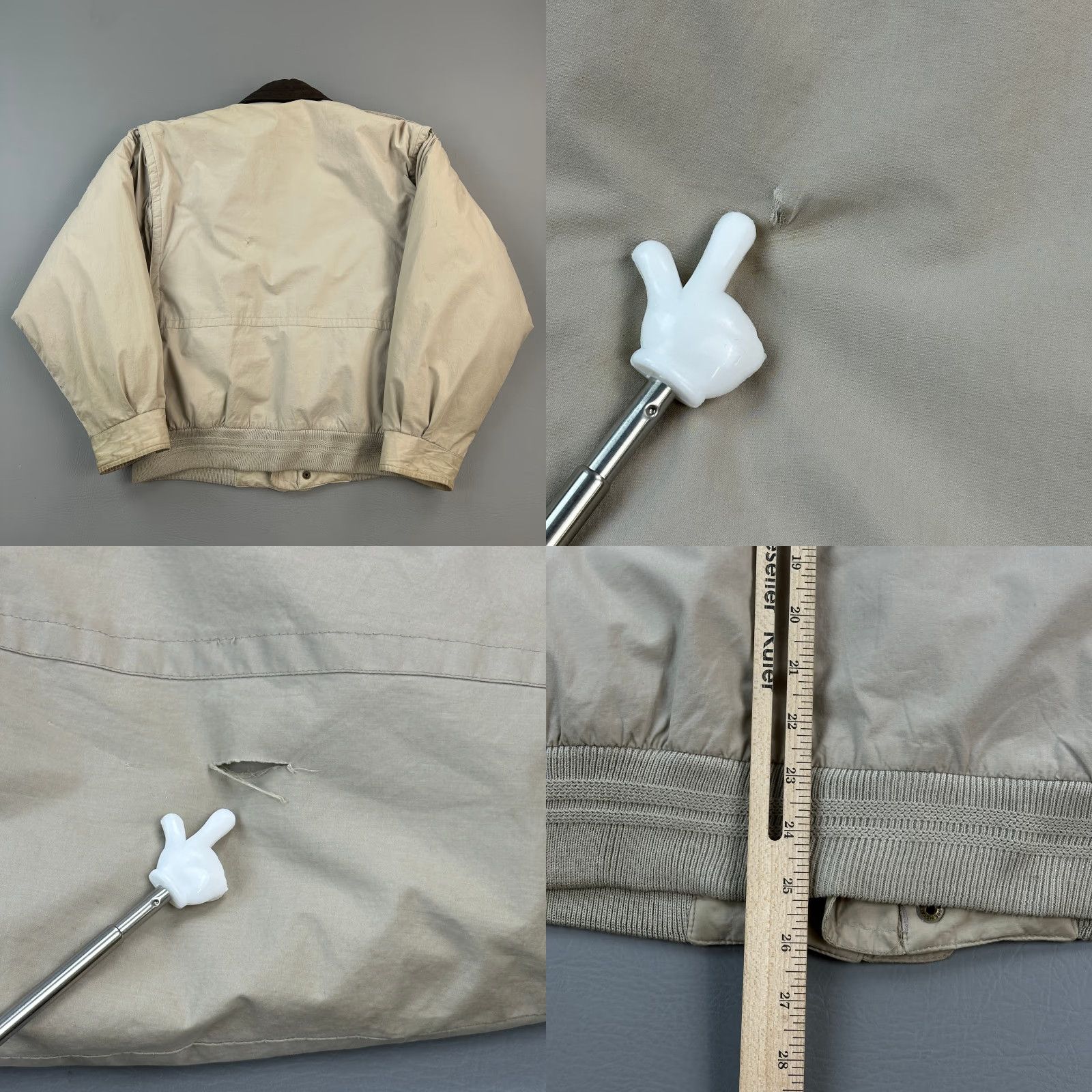 Gant VINTAGE Gant Jacket Mens Medium Beige Flannel Down Liner Leather Collar Bomber Jacket Size US M / EU 48-50 / 2 - 9 Thumbnail