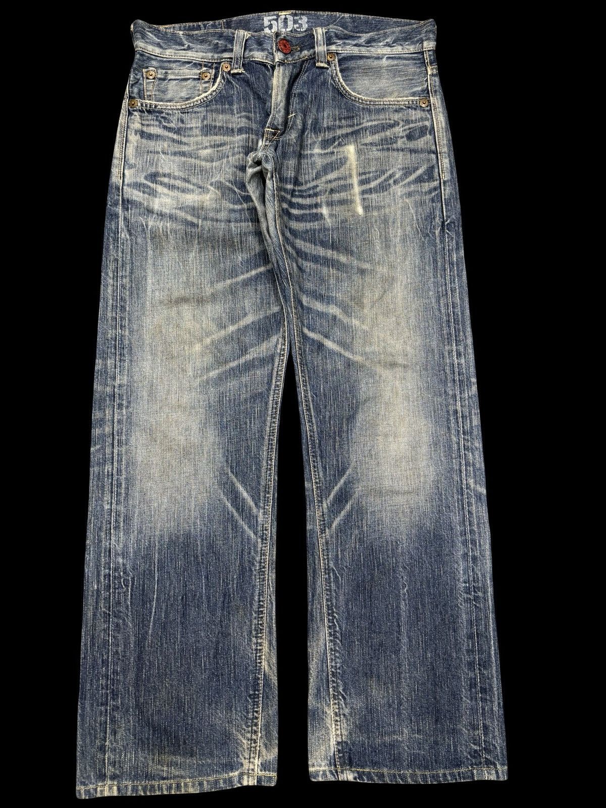 Edwin 💥Insane Fades💥Rare Edwin 503 All Out Fades Denim F655 Size US 33 - 2 Thumbnail
