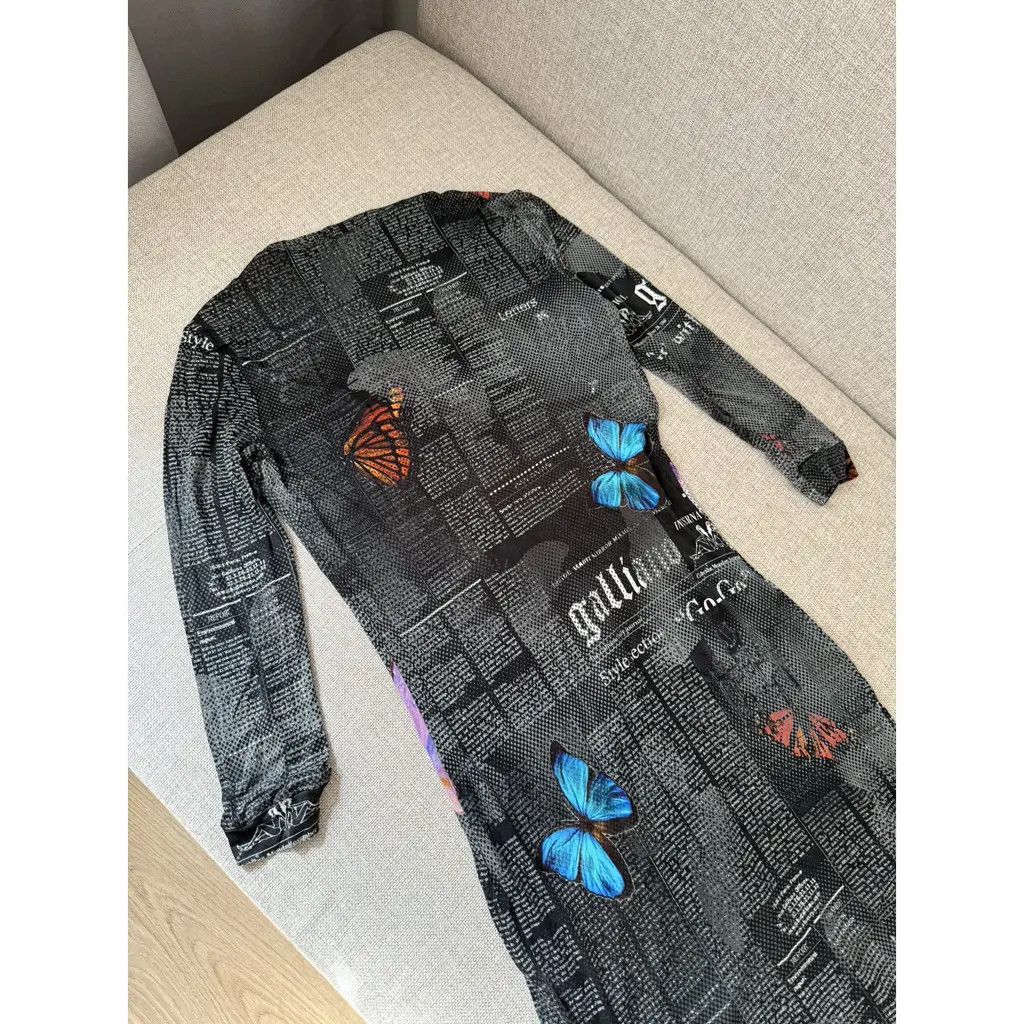 John Galliano John Galliano Butterfly Print Newspaper Mesh Dress Size FR36 Size XS / US 0-2 / IT 36-38 - 7 Thumbnail