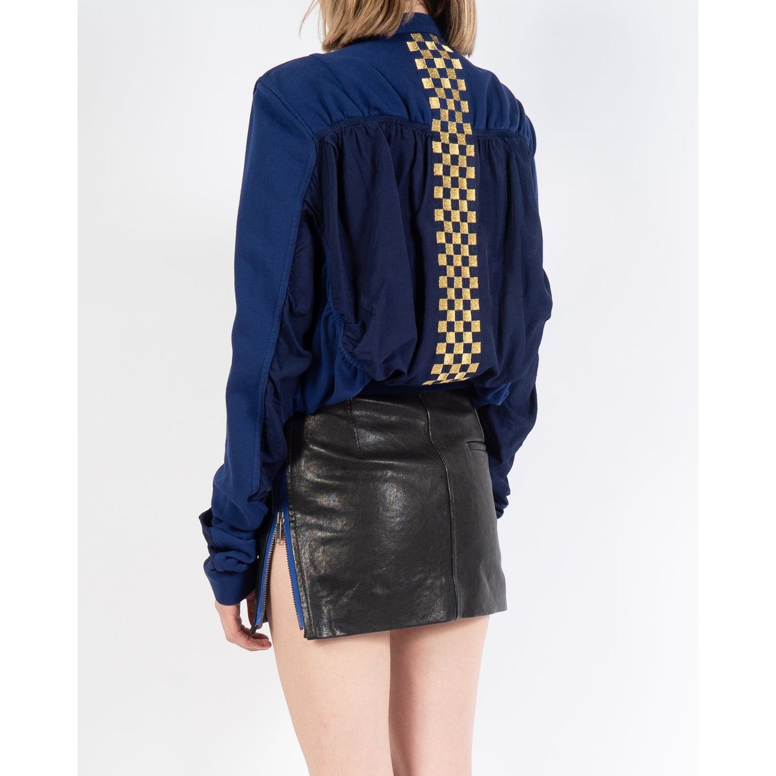 Haider Ackermann FW19 Embroidered Bomber Jacket in Blue Beige Perth Cotton Size S / US 4 / IT 40 - 4 Thumbnail