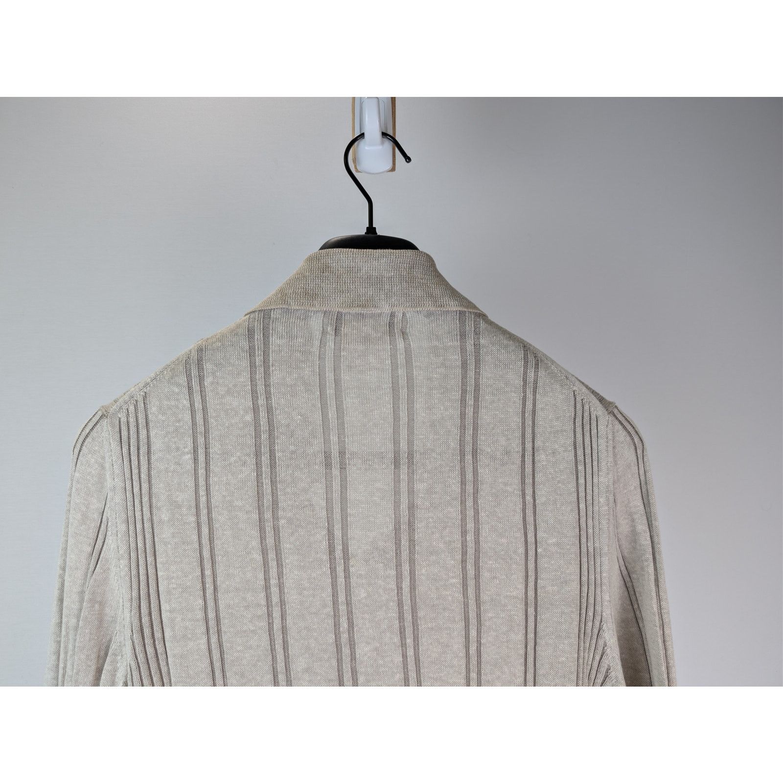 Hermes o1rshd1 CC20 Striped Knit Long-Sleeve Polo Shirt in Beige Size US M / EU 48-50 / 2 - 11 Thumbnail