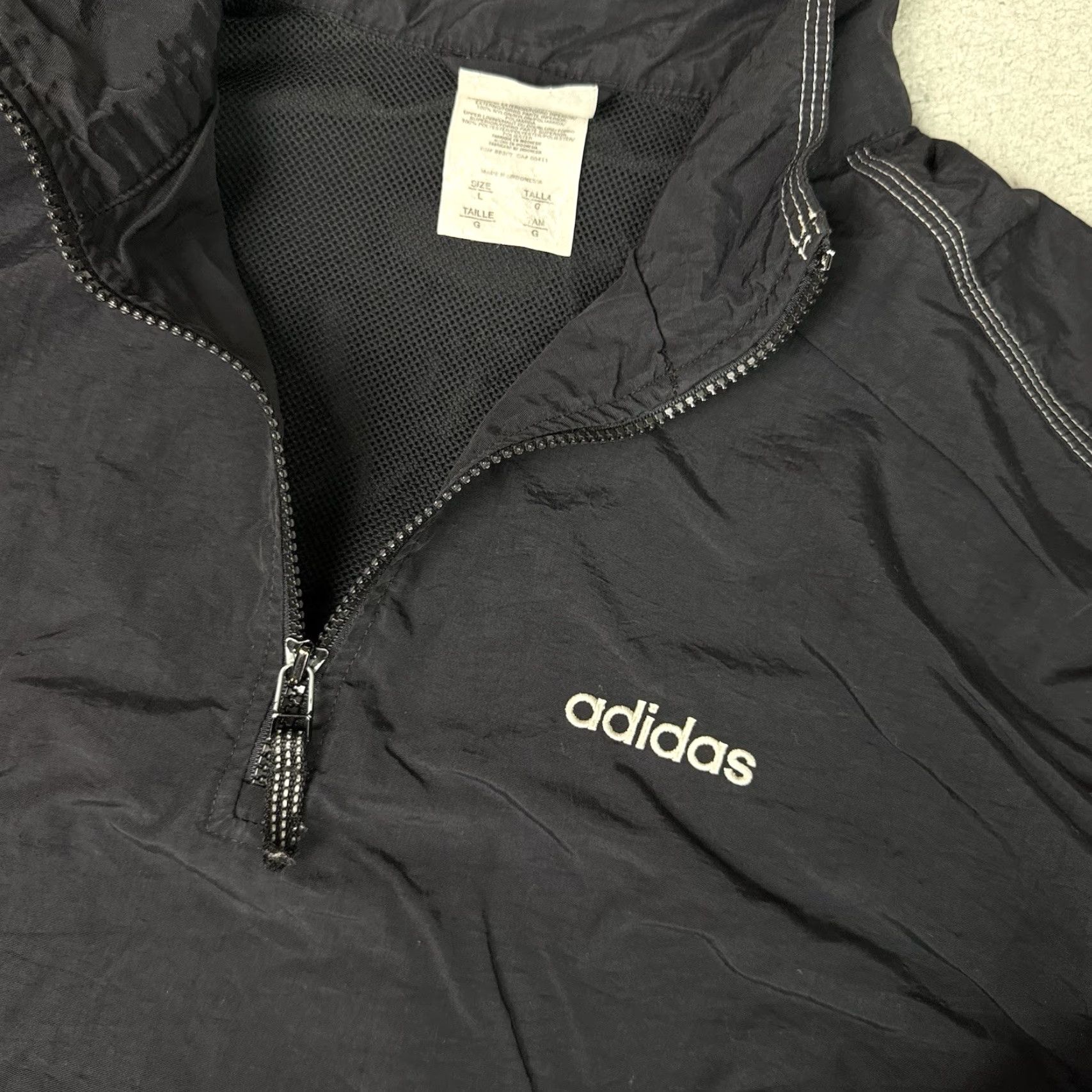 Adidas VINTAGE adidas Jacket Mens L Black 1/4 Zip Mock Essential Sweatshirt Track L Mens Size US L / EU 52-54 / 3 - 3 Thumbnail