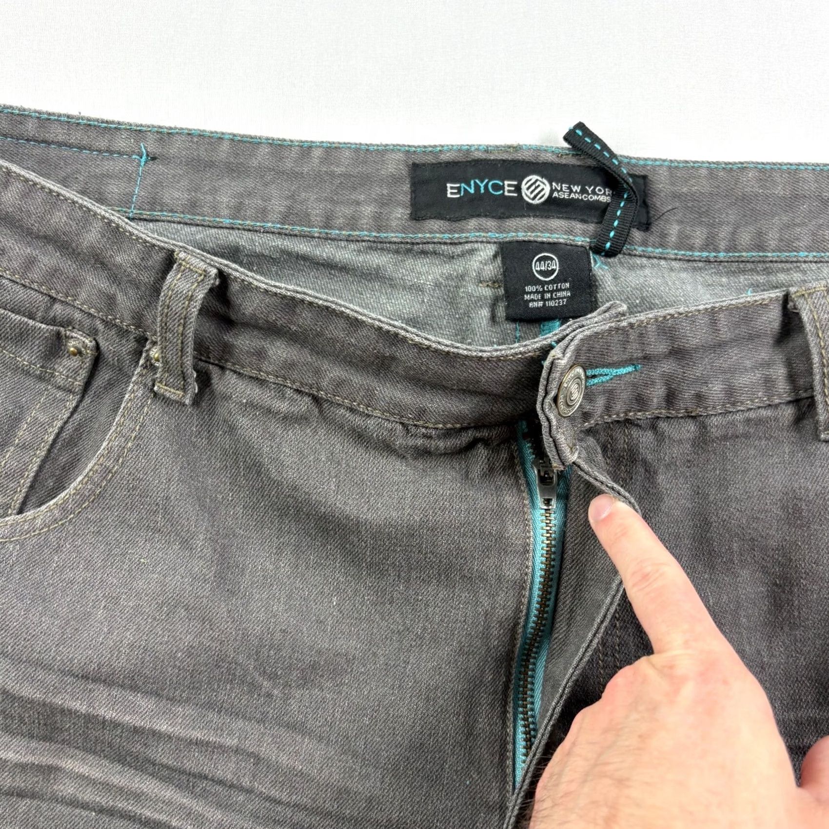 Enyce VINTAGE enyce Jeans Men 44x34 Gray Hip Hop Baggy Straight 90s Style Mens Size US 44 / EU 60 - 2 Thumbnail