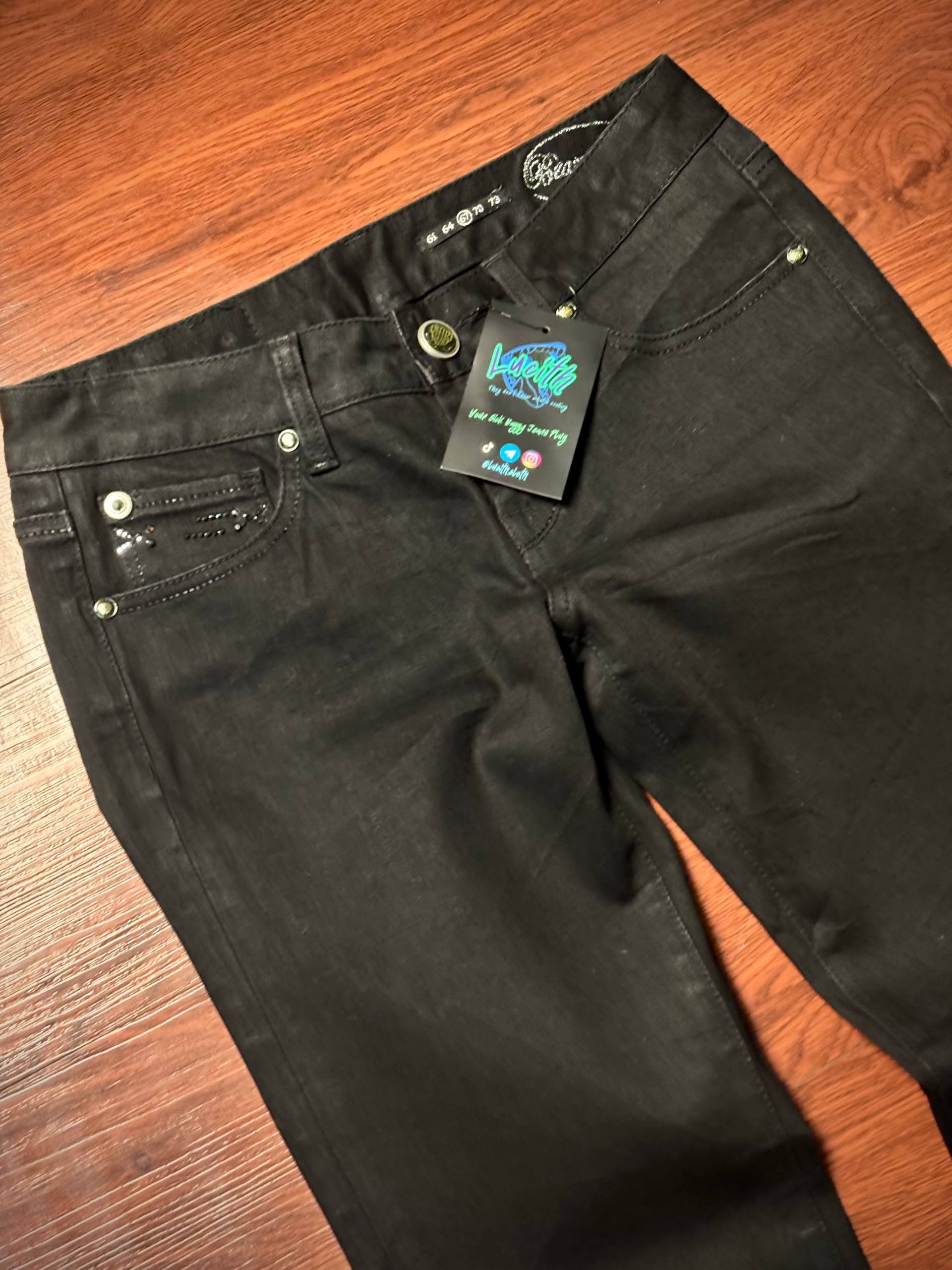 Rock & Republic Vintage Y2K Designer Blackout Rhinestone Flare Denim Pants Size 30" / US 8 / IT 44 - 4 Thumbnail