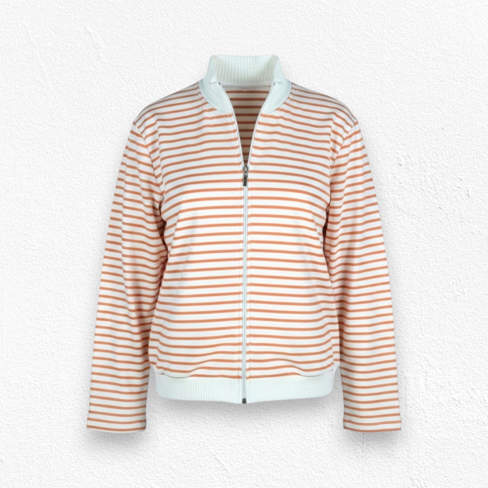 Vintage Vintage Peach Striped Full Zip Sweater Size 1X Size XL / US 12-14 / IT 48-50 - 1 Thumbnail