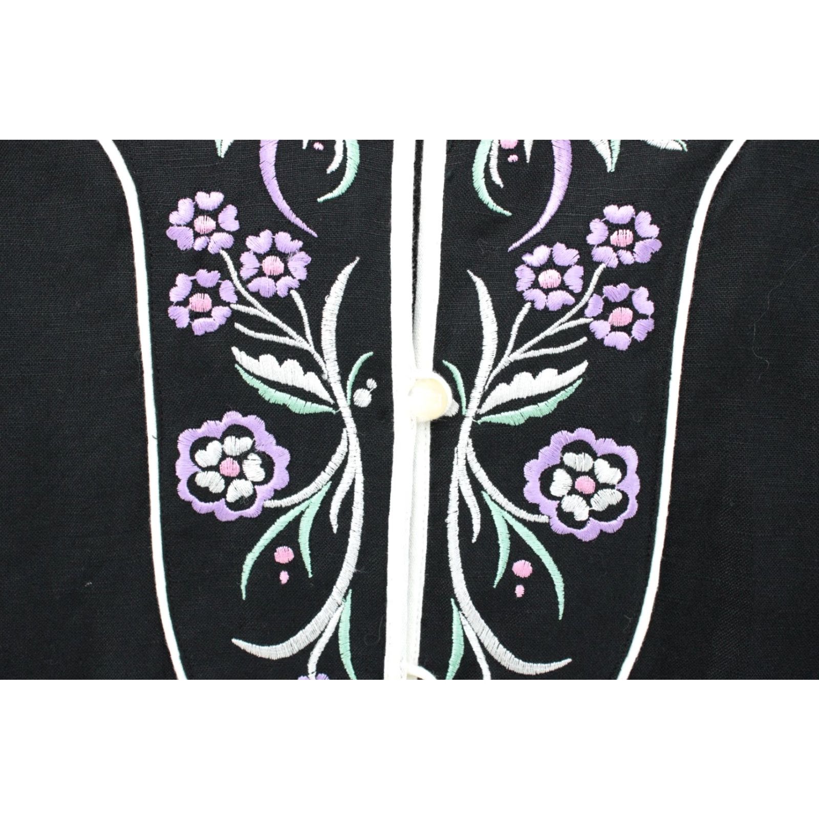 Bob Mackie VINTAGE Bob Mackie Wearable Art Womens Large Jacket Black Embroidered Linen Blend Size L / US 10 / IT 46 - 5 Thumbnail