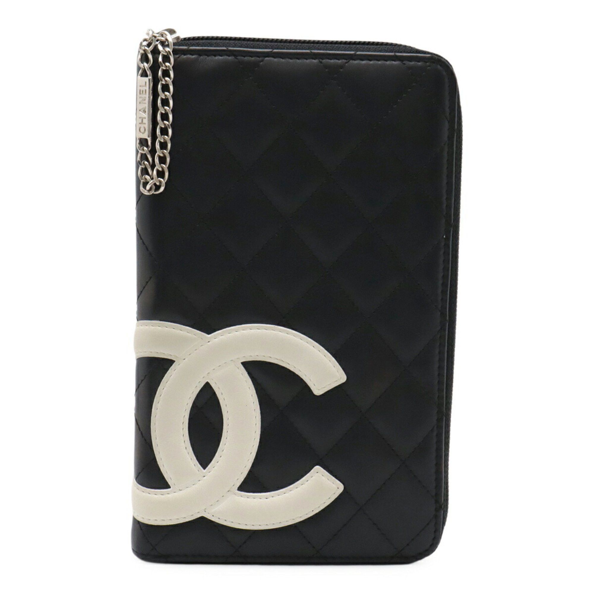 Chanel CHANEL Cambon Line Coco Mark Round Long Wallet with Organizer, Leather, Black, White, and Pink, 8660 Size ONE SIZE - 1 Thumbnail