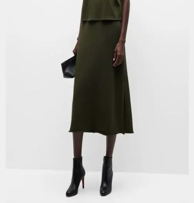 Eileen Fisher Organic Cotton French Terry Skirt Seaweed