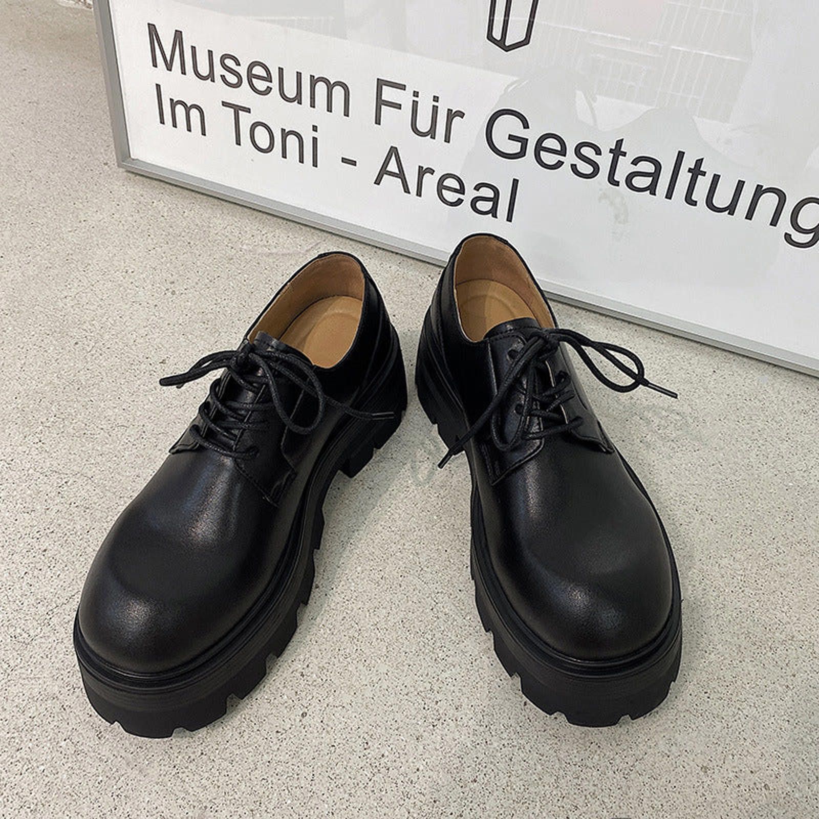 Leather Thick-Sole 7cm Derby Shoes | Toe Elevated Leather Shoes Size US 8 / EU 41 - 5 Thumbnail