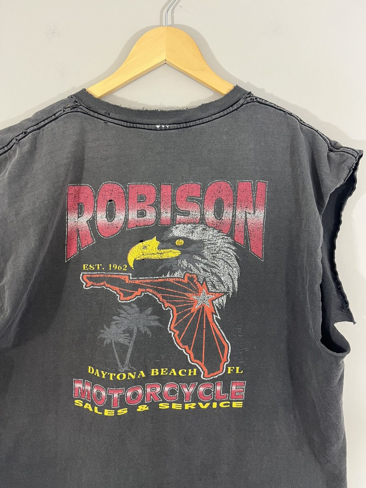 Vintage Sun Faded Motorcycle Repair Shop Thrashed Cut Off Size US L / EU 52-54 / 3 - 5 Thumbnail
