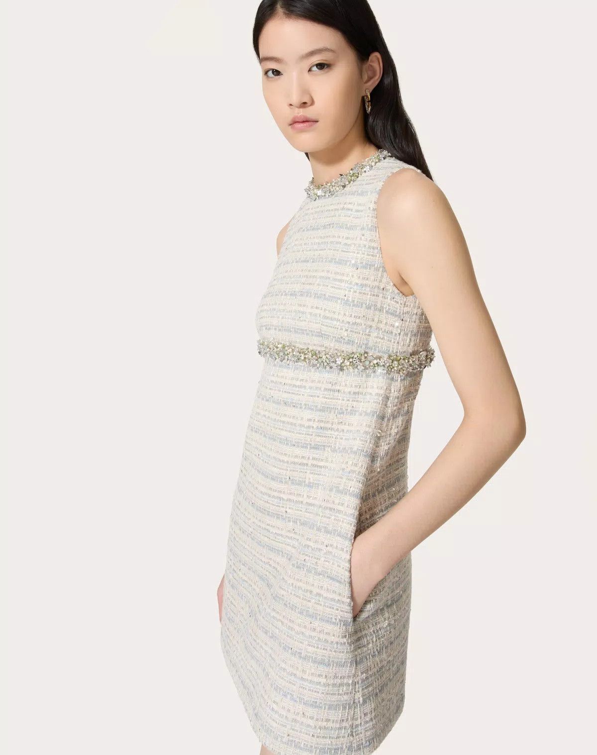 Valentino o1s1wg110426 Embroidered Delicate Tweed Short Dress Size XS / US 0-2 / IT 36-38 - 5 Thumbnail