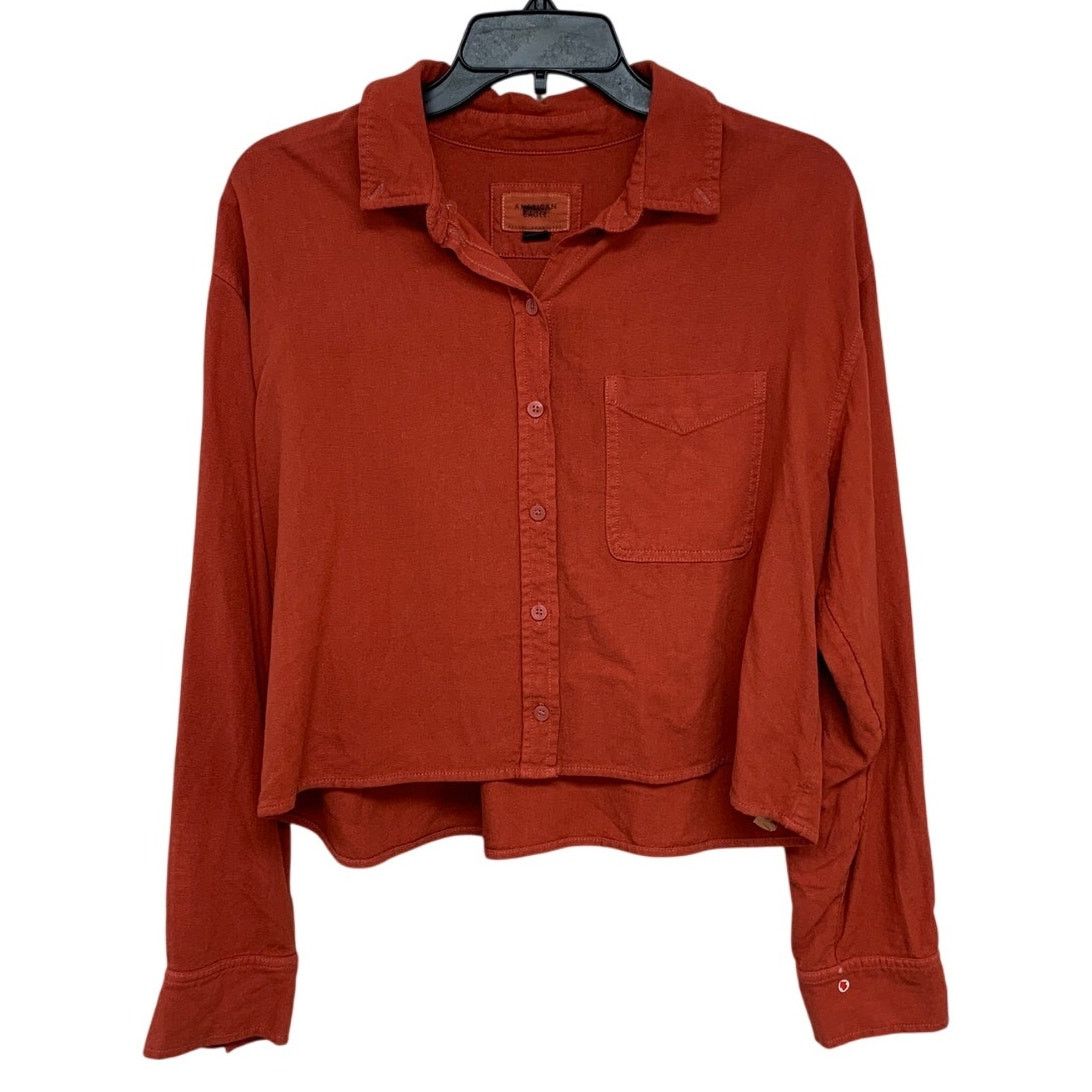 American Eagle Outfitters New American Eagle Womens Medium Collared Cropped Shirt Size M / US 6-8 / IT 42-44 - 1 Thumbnail