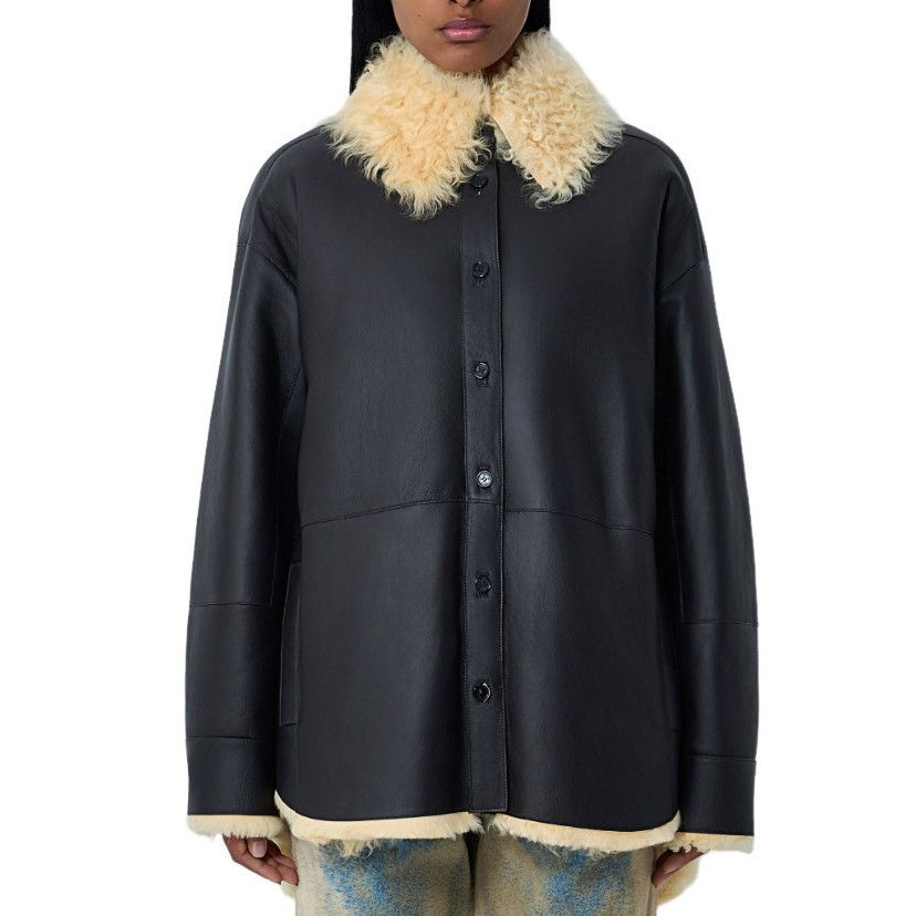 Acne Studios ACNE STUDIOS Black Leather Shearling Jacket New & Authentic Size XS / US 0-2 / IT 36-38 - 1 Thumbnail