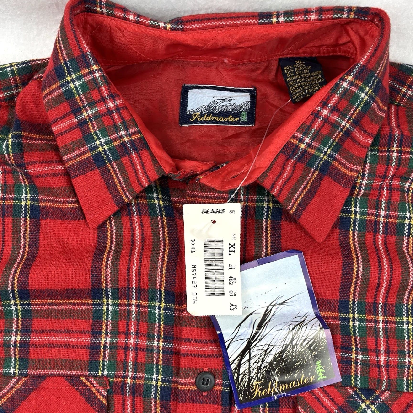Sears VINTAGE Sears Fieldmaster Flannel Shirt XL Red Plaid NWT Wool Blend 60s 70s Rockabilly Mens Size US XL / EU 56 / 4 - 2 Thumbnail