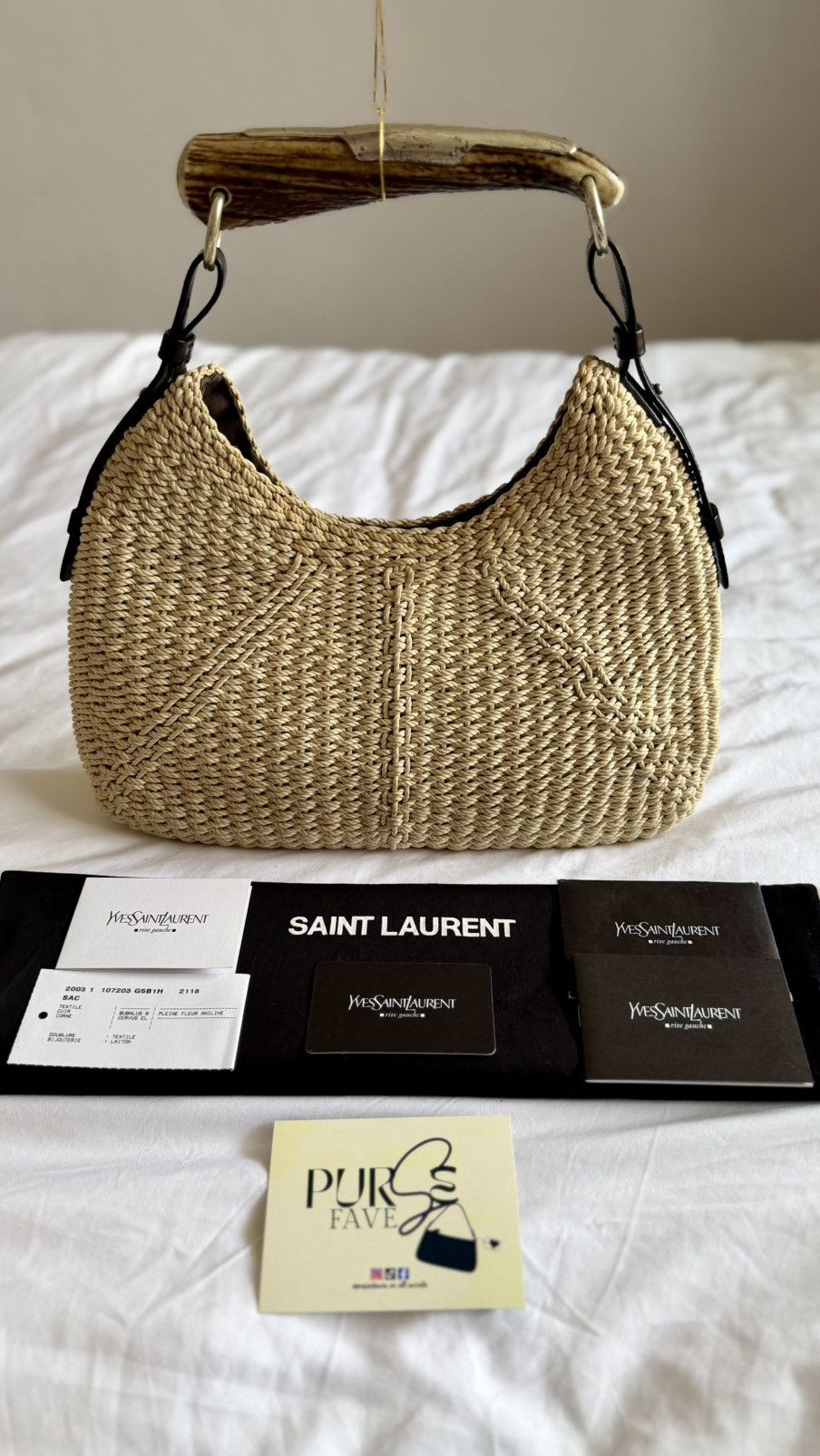 Yves Saint Laurent Yves Saint Laurent Mombasa Raffia Tom Ford Hobo Shoulder Bag Size ONE SIZE - 3 Thumbnail