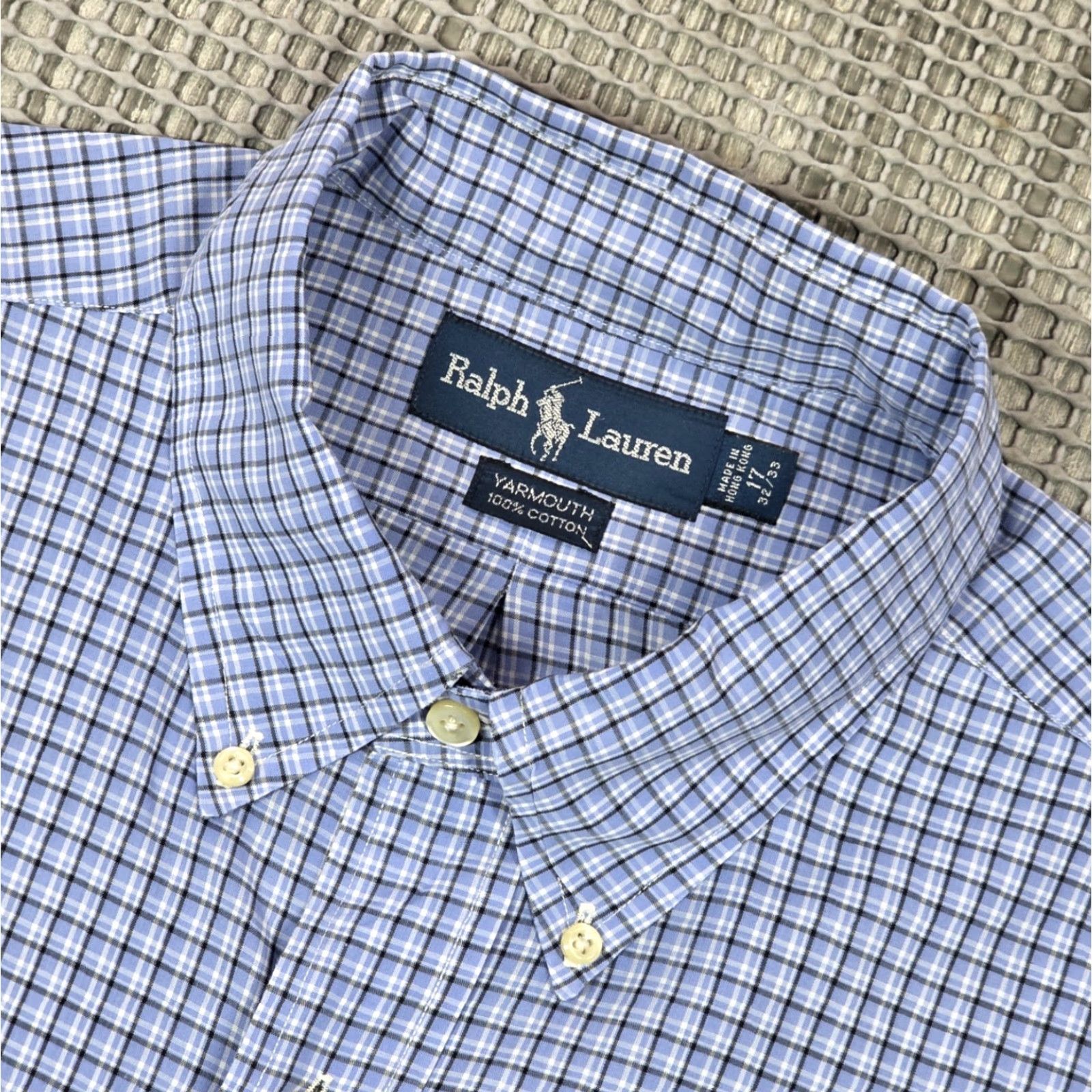 Polo Ralph Lauren VINTAGE Polo Ralph Lauren Shirt 90s Plaid Button-Up Long Sleeve 17-32/33 Blue Men's Size US XL / EU 56 / 4 - 5 Thumbnail