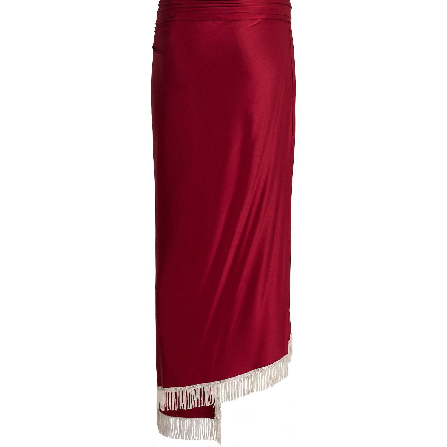 Rabanne Red Viscose jersey fringed long skirt New & Authenti