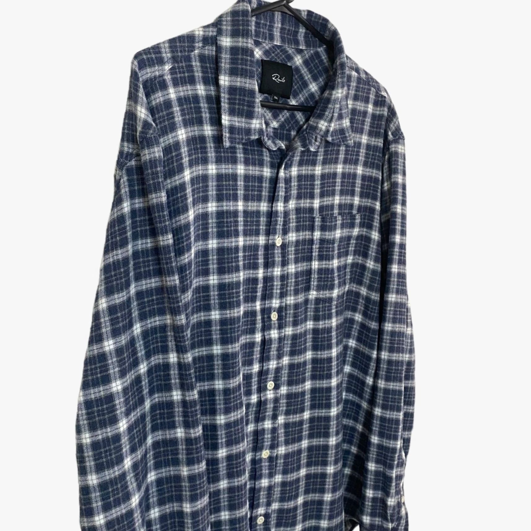 Rails Rails Flannel Plaid Button-Up Shirt Mens XXL Blue White Long Sleeve Single Pocket Size US XXL / EU 58 / 5 - 4 Thumbnail