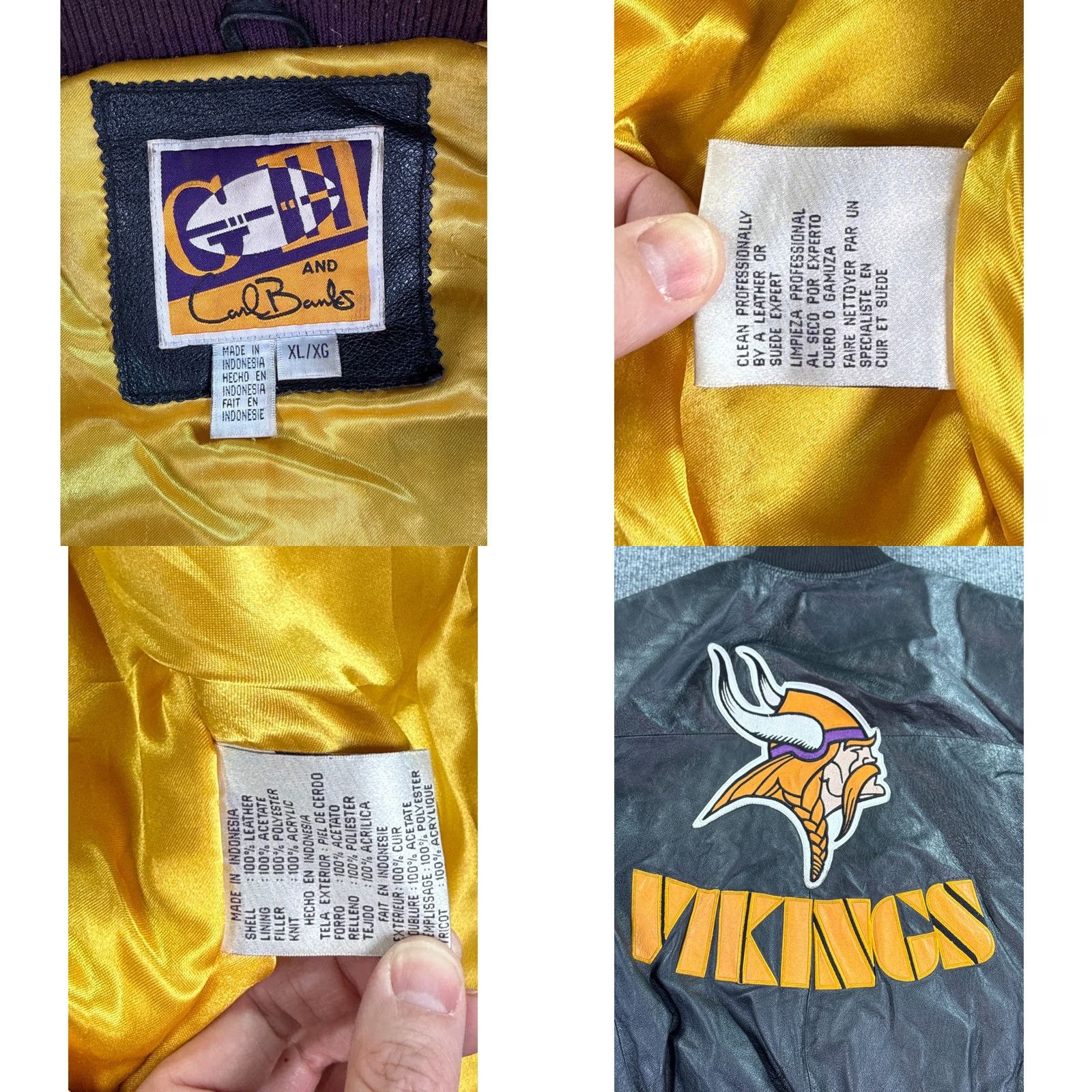 G-III VINTAGE Minnesota Vikings Leather Jacket Mens XL Black Purple NFL Varsity Bomber Size US XL / EU 56 / 4 - 9 Thumbnail