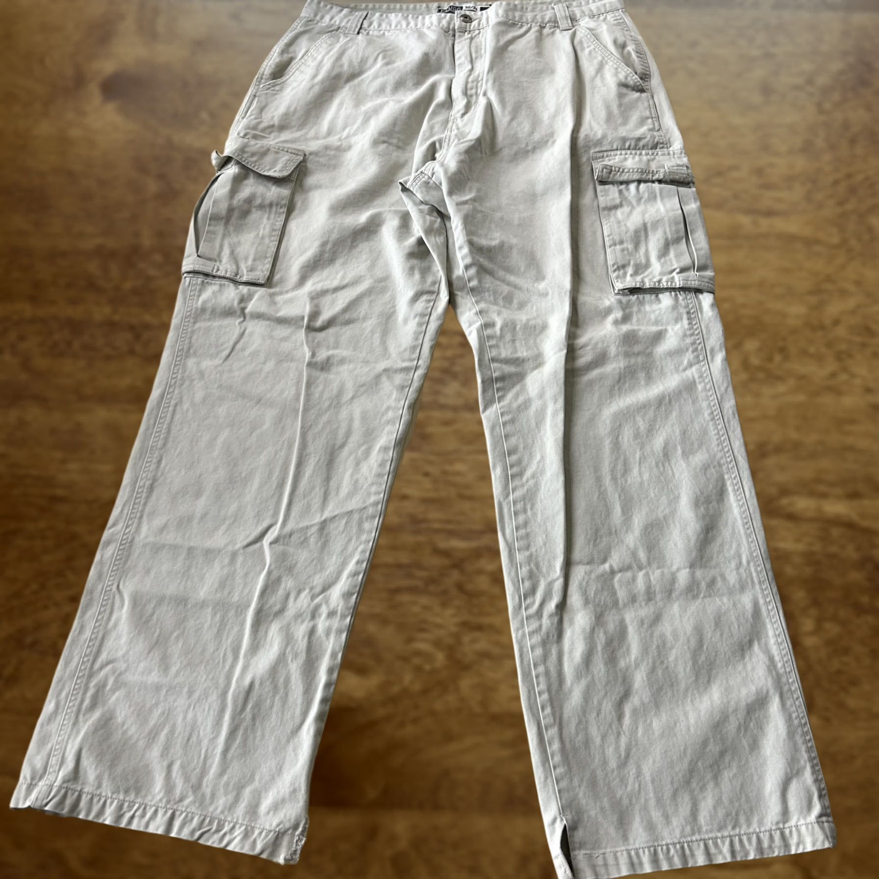 Vintage PLUGG Cargo Pants Mens 36x34 Beige Canvas Relaxed Fit Casual Utility Pockets Size US 36 / EU 52 - 1 Thumbnail