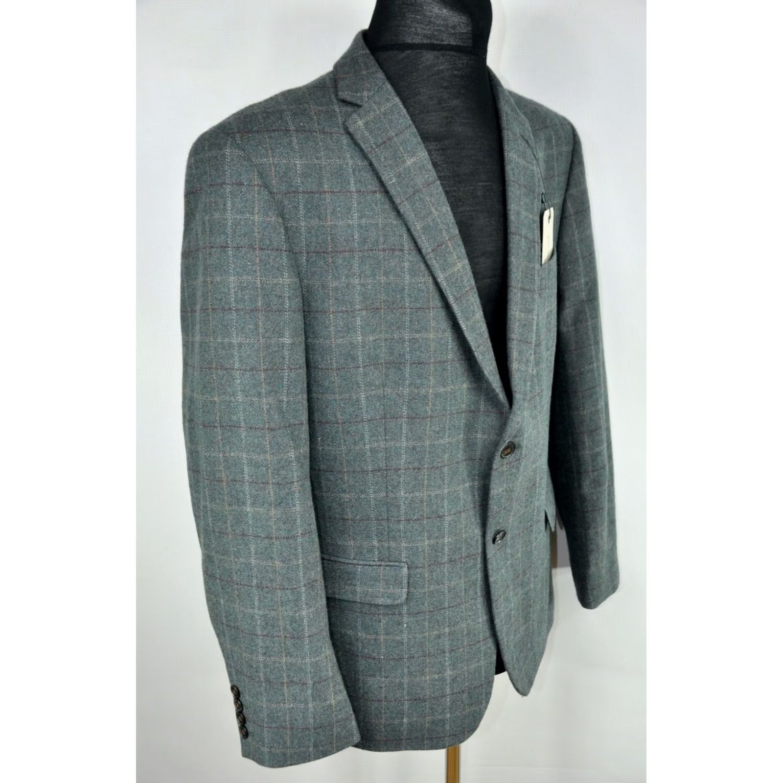 Vintage RACING GREEN HERITAGE TWEED BLAZER Jacket Men 44 Check Green Wool Blend Casual Formal Blazer 2 Piece Size 44R - 3 Thumbnail