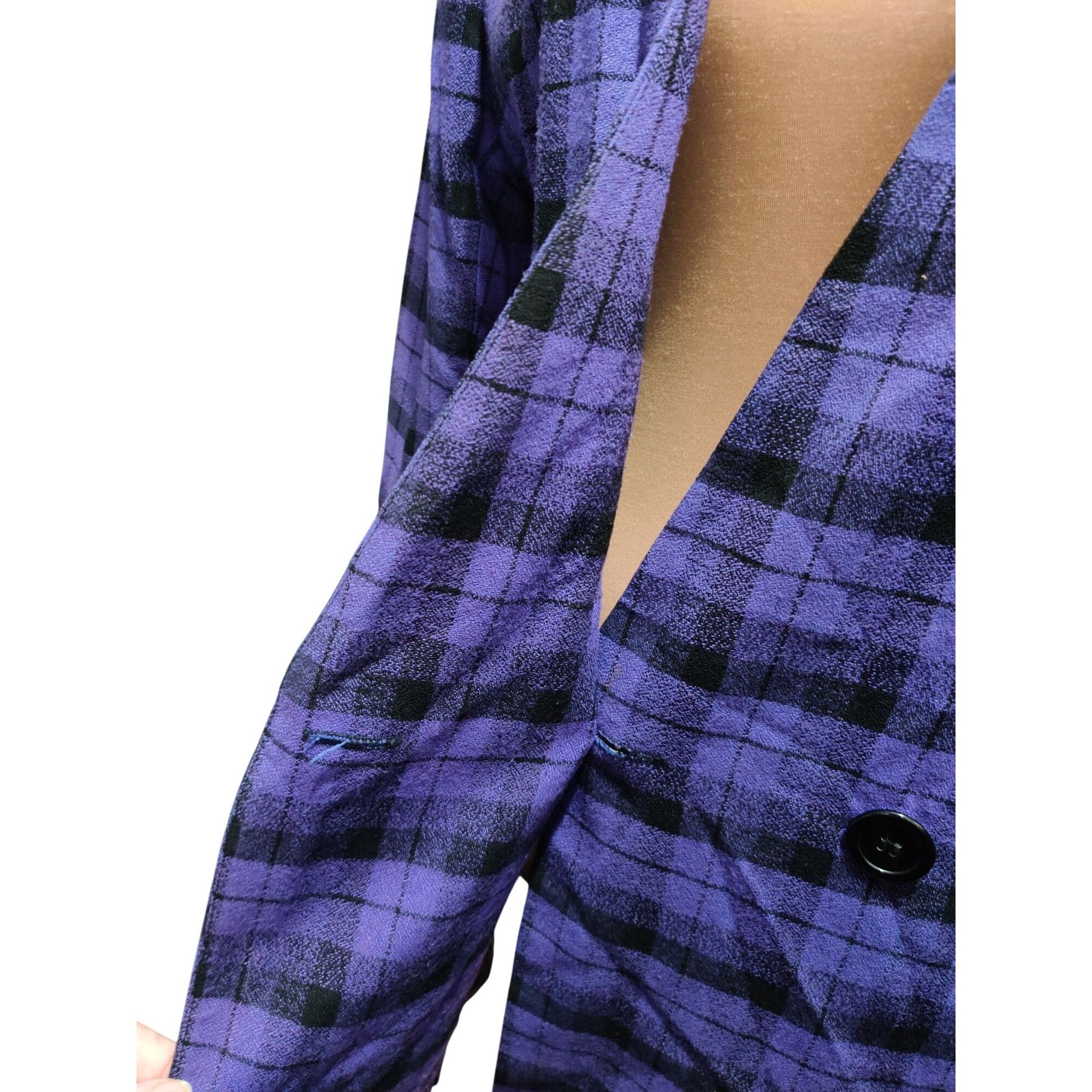 Vintage Vintage Chad Stevens 12 Purple Plaid Double Breasted Power S Size XL / US 12-14 / IT 48-50 - 5 Thumbnail