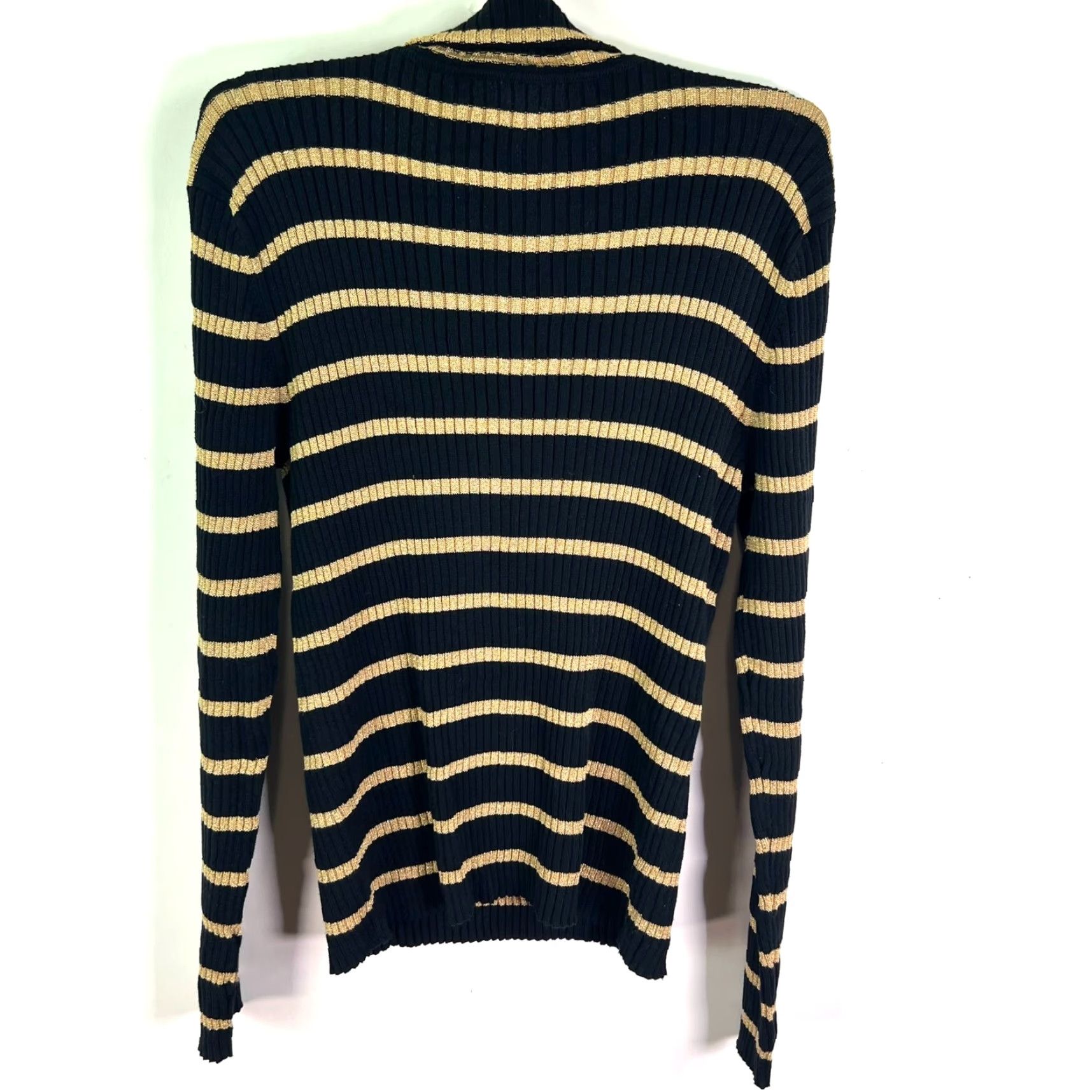 Vintage Lauren Ralph Lauren Sweater Adult Size L Black/Gold Metallic Striped Silk Blend Turtleneck Pullover Womens Size L / US 10 / IT 46 - 6 Thumbnail