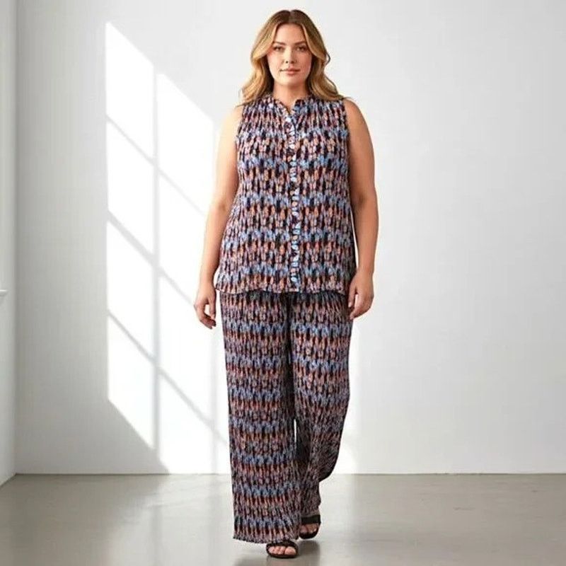 Wildfang Wildfang | Empower Plisse Flower Print Sleeveless Top | 1X Size XL / US 12-14 / IT 48-50 - 1 Thumbnail