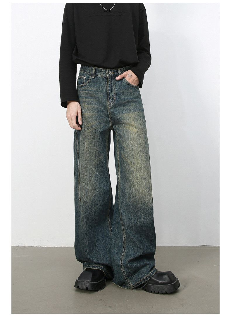Vintage Retro distressed men's straight loose wide-leg washed jeans Size US 32 / EU 48 - 2 Thumbnail