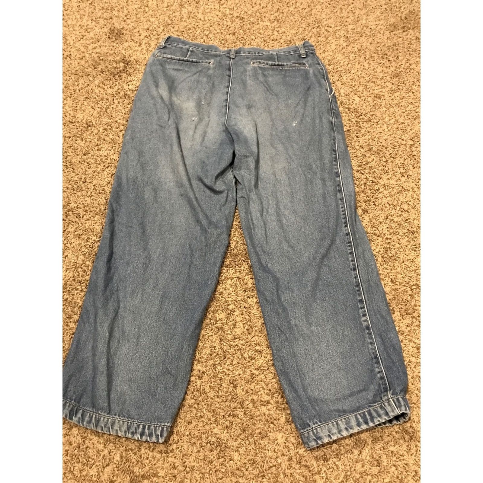 Denime Texwood Jeans Men 34x33 Retro Blue Vintage Straight Denim Baggie Worn Texture Classic 90s Theme Mens Jeans Size US 34 / EU 50 - 4 Thumbnail