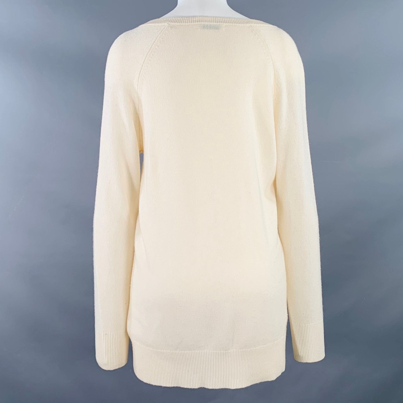 Equipment EQUIPMENT S Cream Cashmere Knit Oversized V-Neck Pullover Size S / US 4 / IT 40 - 3 Thumbnail
