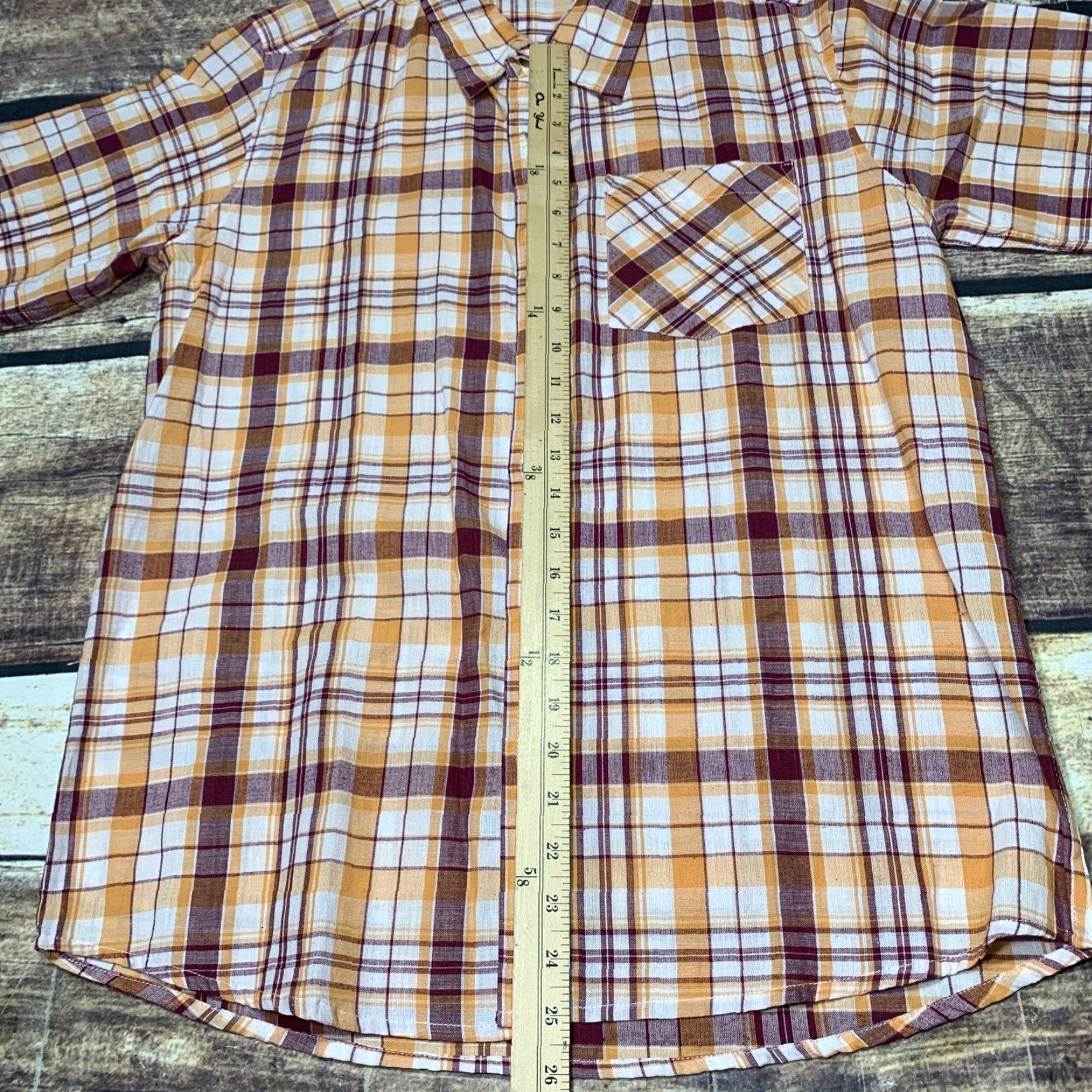 Vintage American Ranger Mens Western Short Sleeve Shirt Button Up Orange Plaid Size US M / EU 48-50 / 2 - 3 Thumbnail