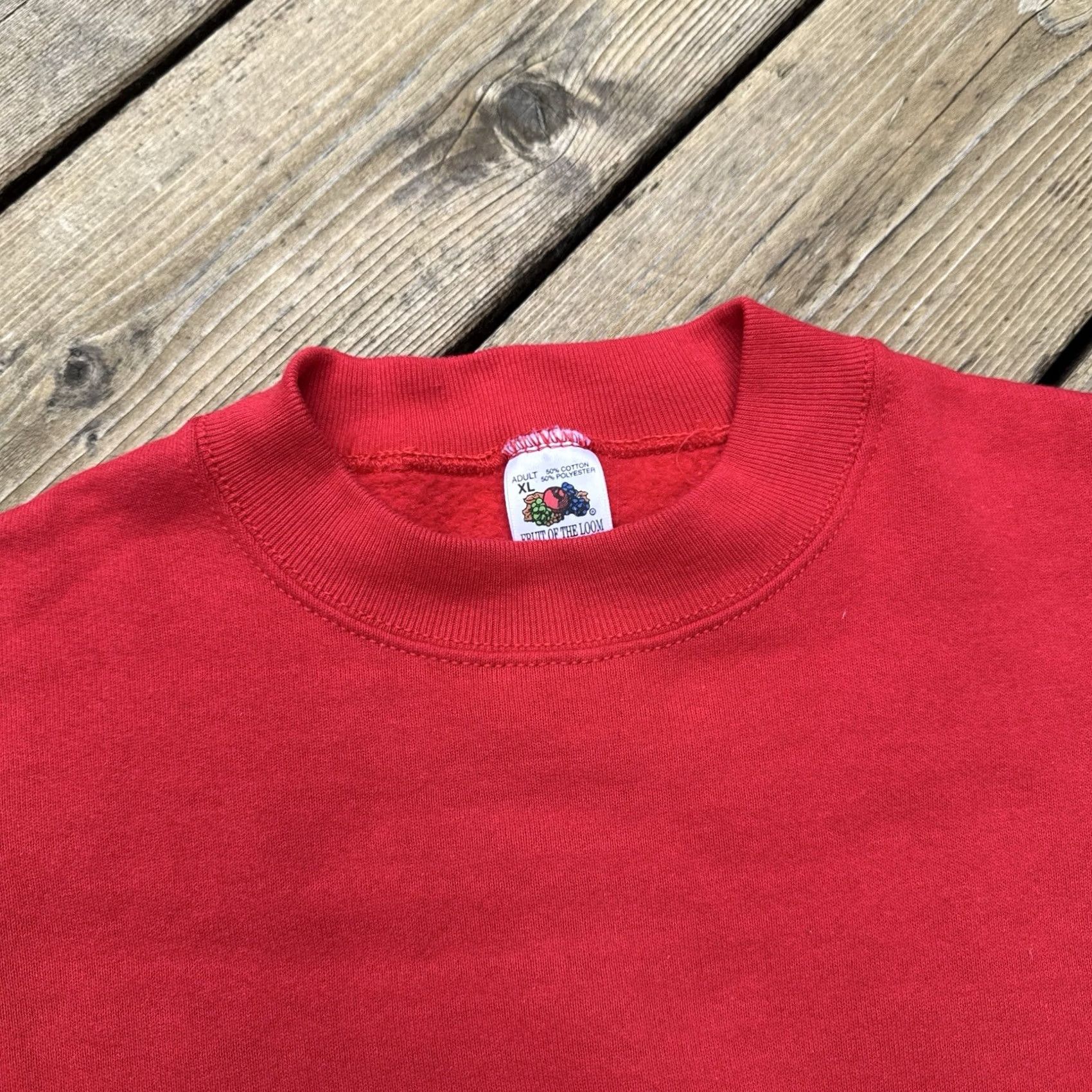 Fruit Of The Loom VINTAGE 90s Fruit of the Loom Red Crewneck Sweatshirt XL USA Made Sweatshirt Mens Pullover Cotton Blend Fleece Solid Long Sleeve Comfort All Seasons Size US XL / EU 56 / 4 - 4 Thumbnail