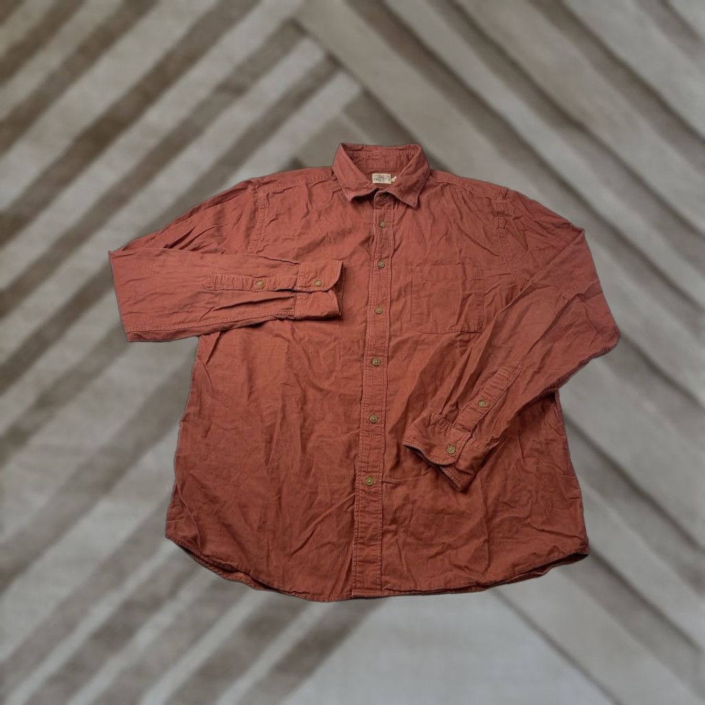 Faherty Faherty Button-Up Shirt Long Sleeve Corduroy Cotton Orange Size L Mens Size US L / EU 52-54 / 3 - 1 Thumbnail