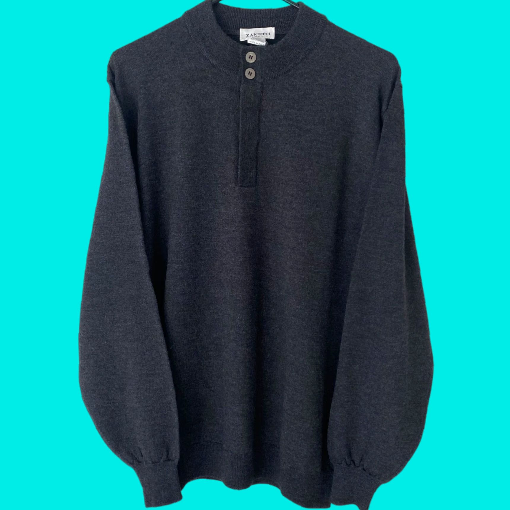 Vintage VINTAGE Zanetti Italy Merino Wool Henley Sweater Gray Men's XL Long-Sleeve Pullover Knit Fall Winter Size US XL / EU 56 / 4 - 1 Thumbnail