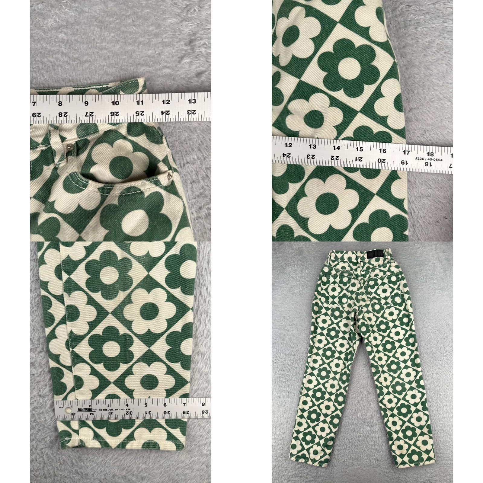 Pacsun VINTAGE Pacsun Jeans Womens 23 White Green Floral Straight Leg High Rise Cotton 23x25 (not vintage actually) Size 40" / US 18 - 9 Thumbnail